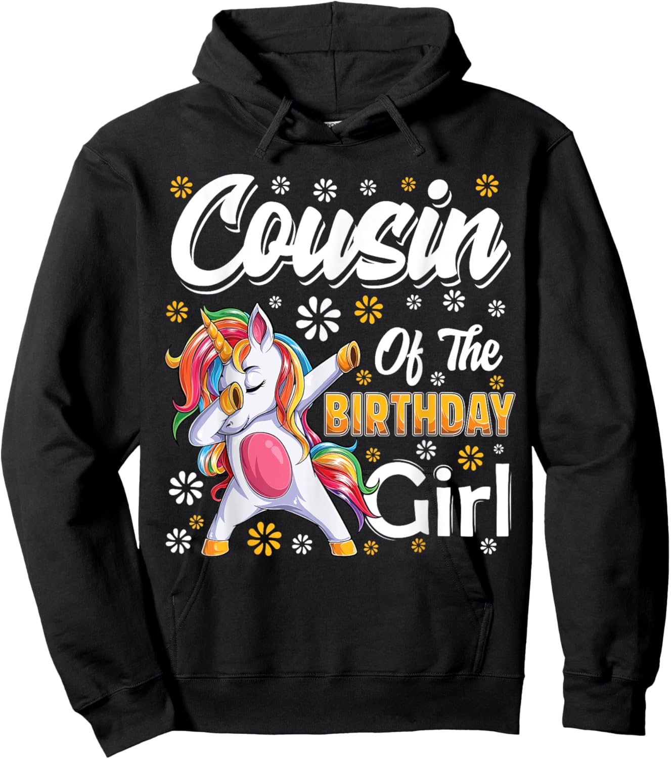 awesome dabbing unicorn birthday Cousin Family Matching Hoodie - Hoodie | Black