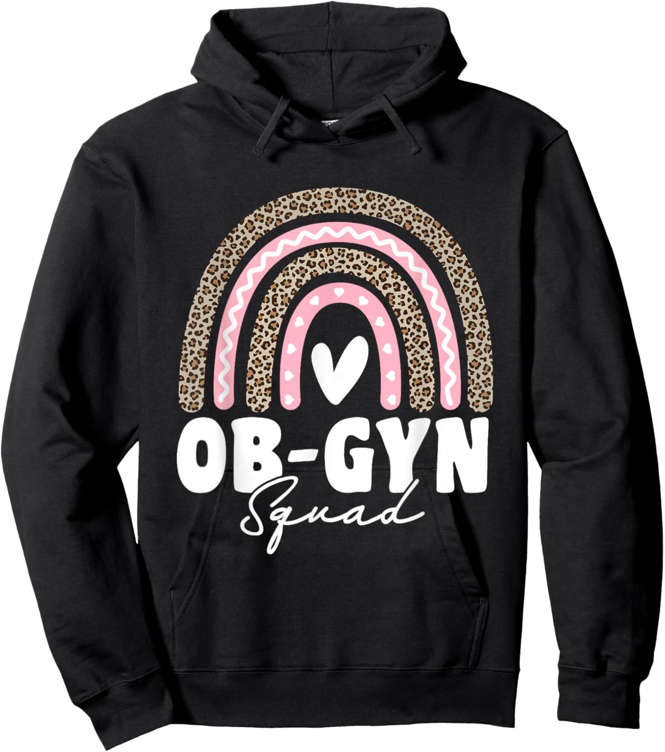 OBGYN Squad Obstetrician Gynecologist Leopard Rainbow Hoodie - Hoodie | Black