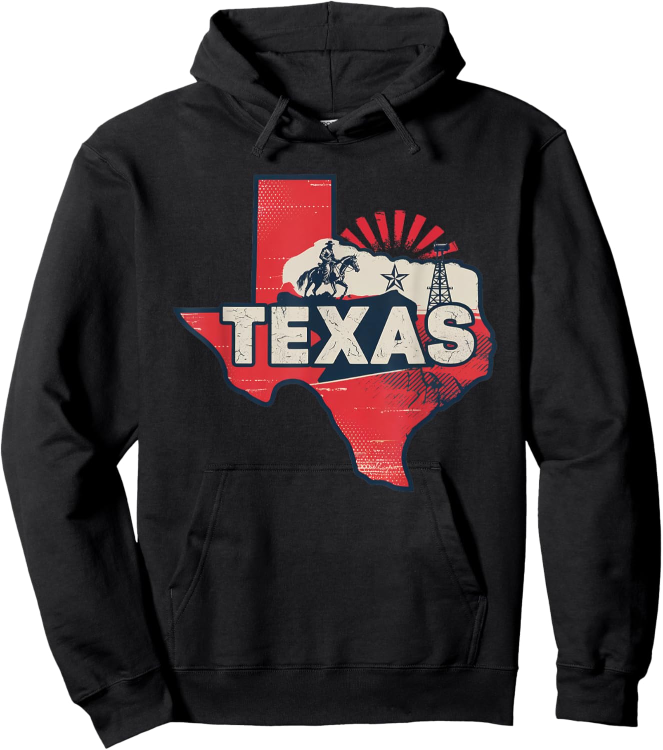 Texas State of Texas Retro Texas Hoodie - Hoodie | Black