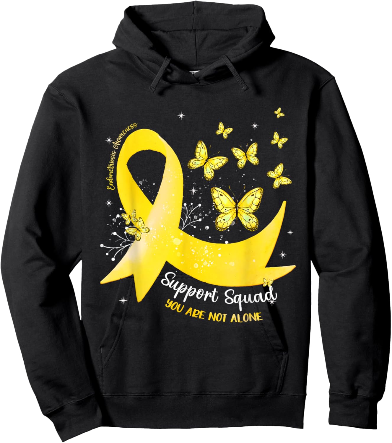 Support Squad Yellow Ribbon Endometriosis Awareness Hoodie - Hoodie | Black