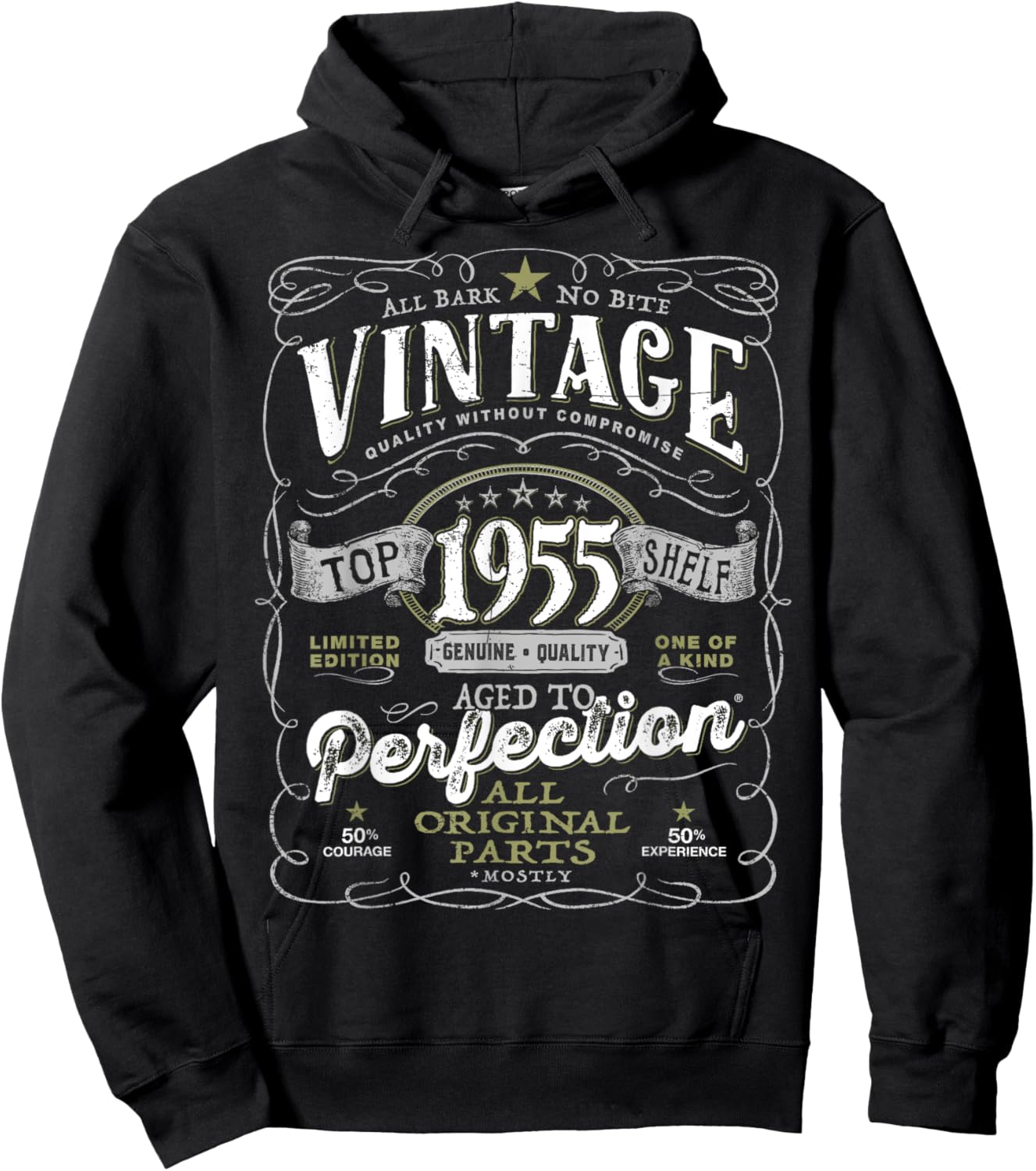 70th Birthday Vintage 1955 Original Parts Mostly Hoodie - Hoodie | Black
