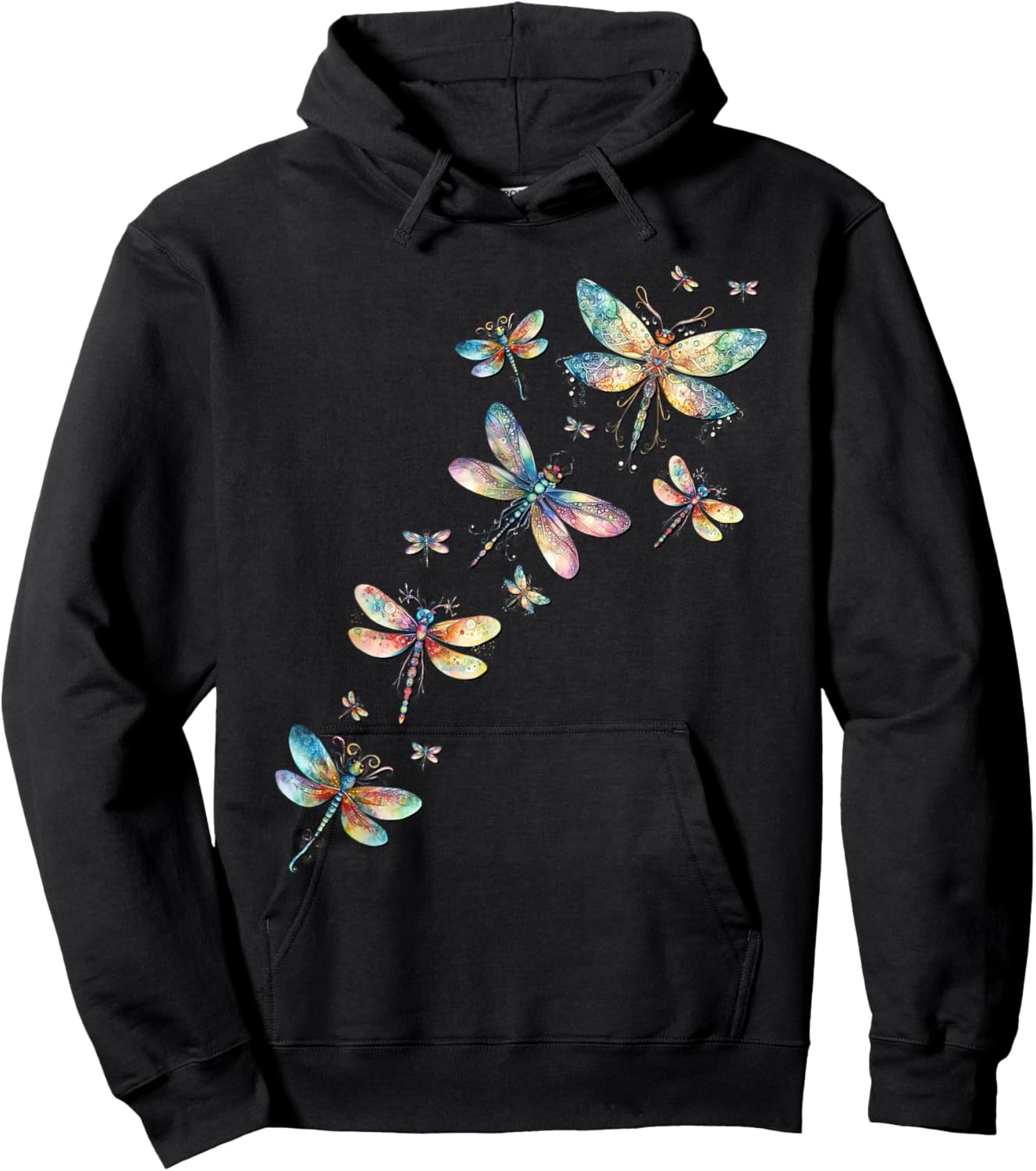 Unique Dragonfly Summer Graphic Purple Dragonfly Hoodie - Hoodie | Black