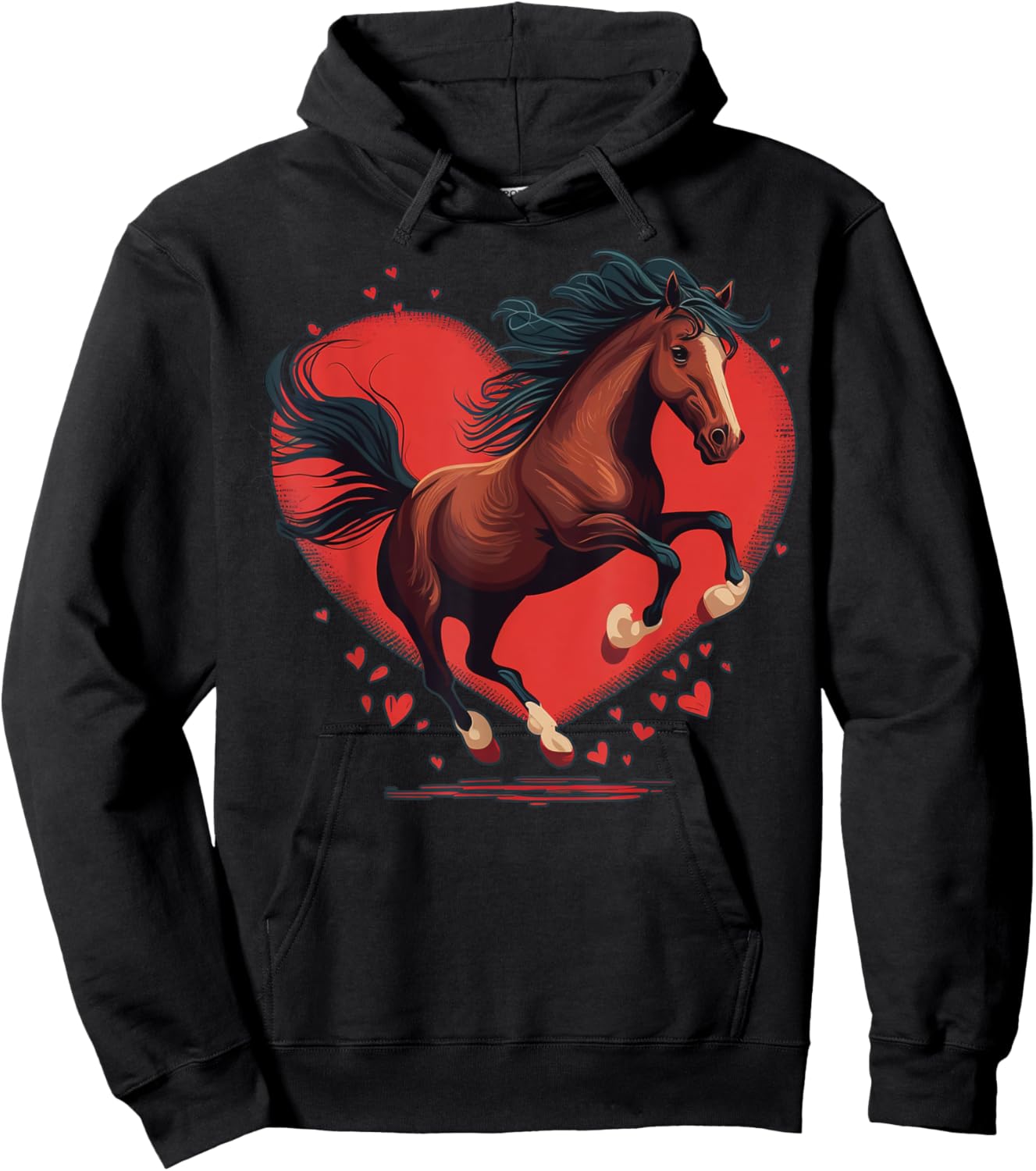 Horse Love Heart for Valentines Day on Horse Lover Hoodie - Hoodie | Black