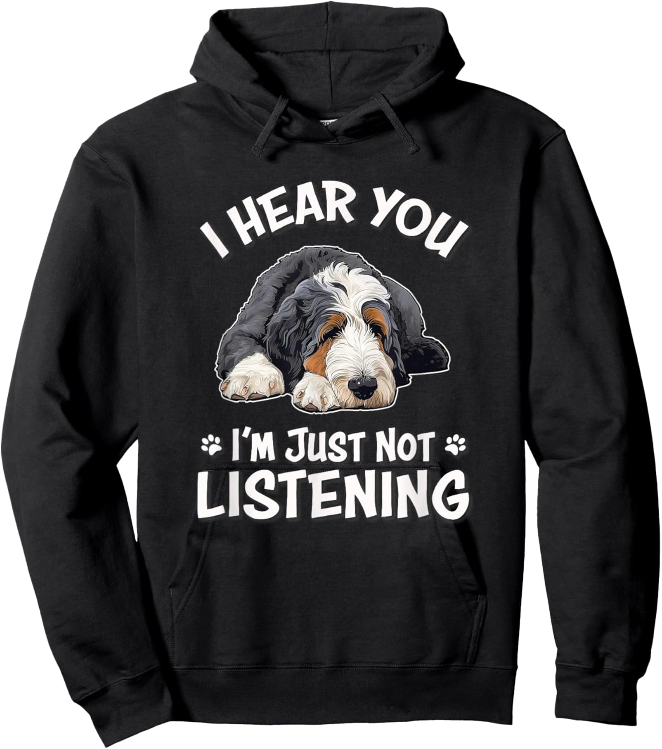 Funny Hear You Not Listening Bernedoodle Dog Lover Hoodie - Hoodie | Black