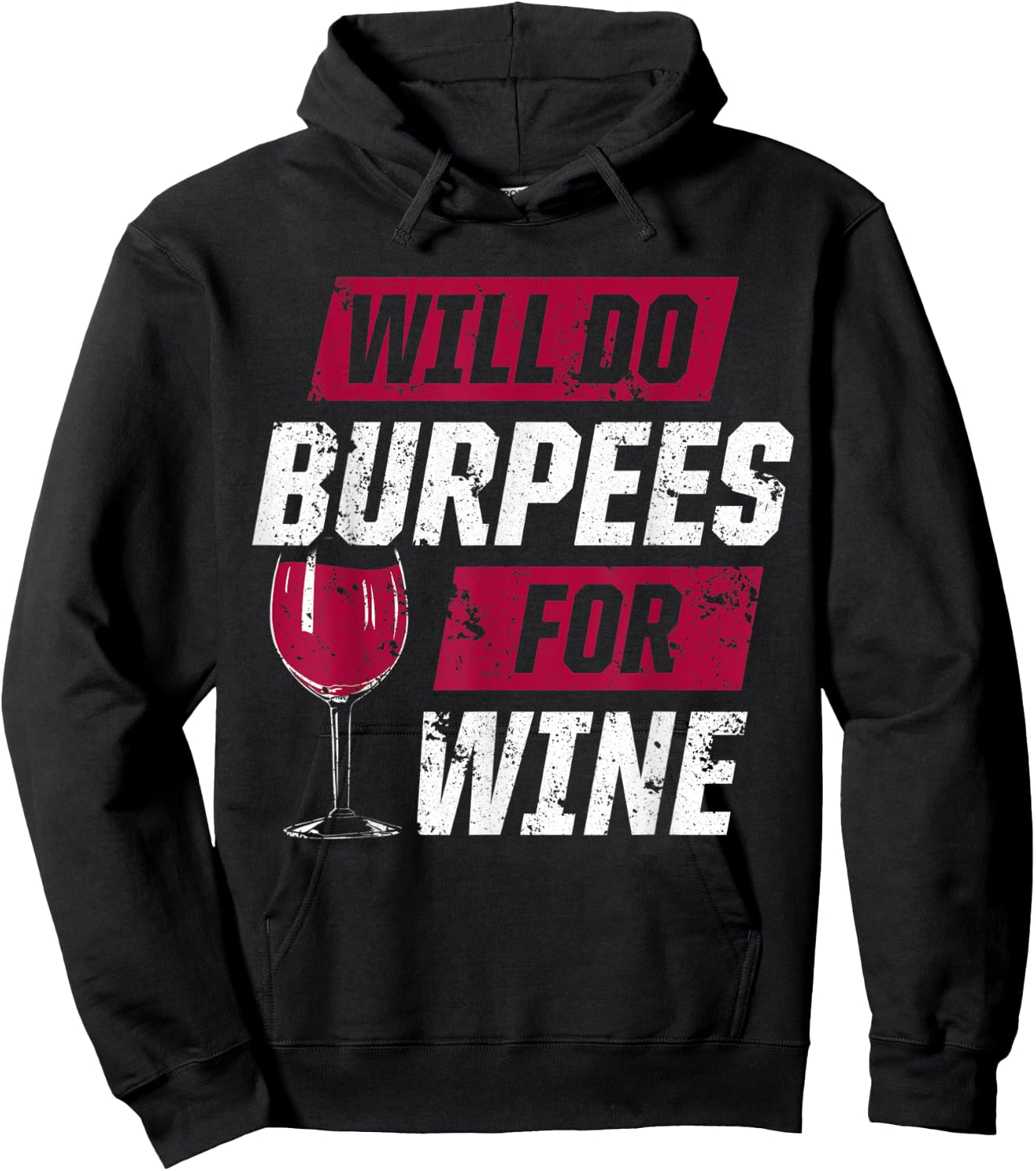 Funny Workout Motivation Burpees Wine Fitness Hoodie - Hoodie | Black