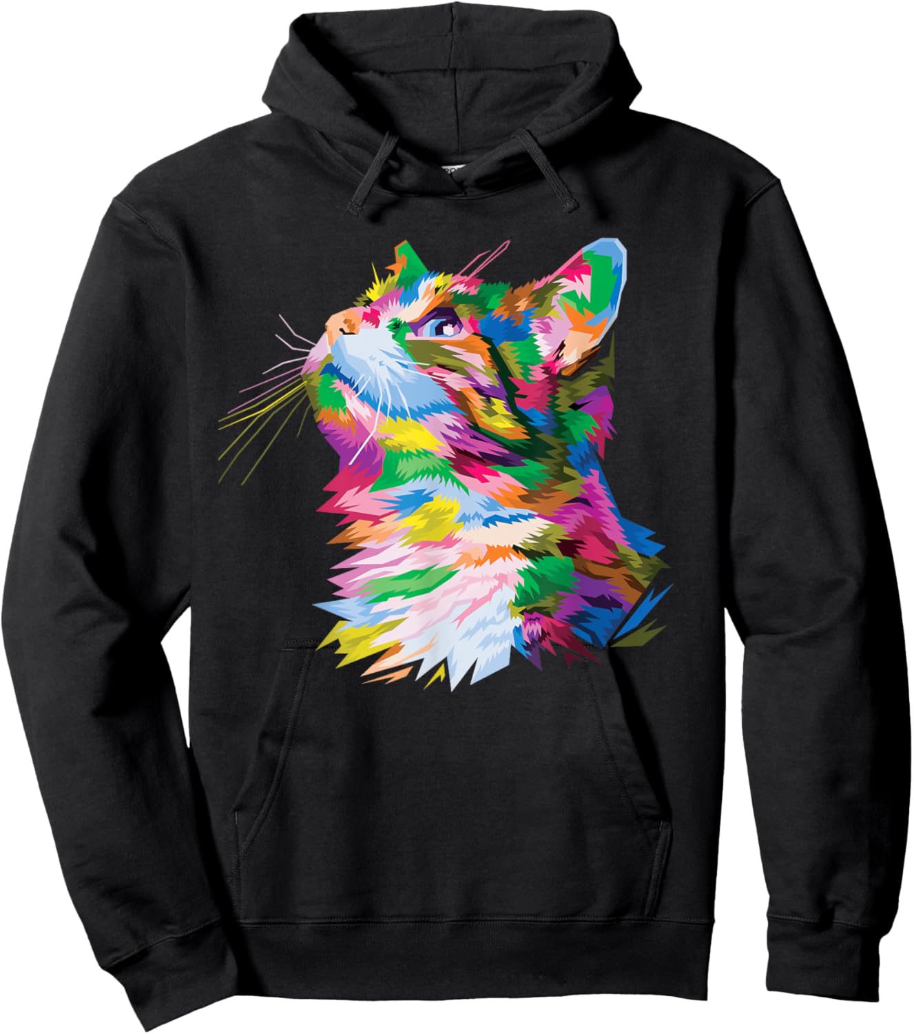 Cute Colorful Cat head for Kitten Lover art Kitty cats Hoodie - Hoodie | Black