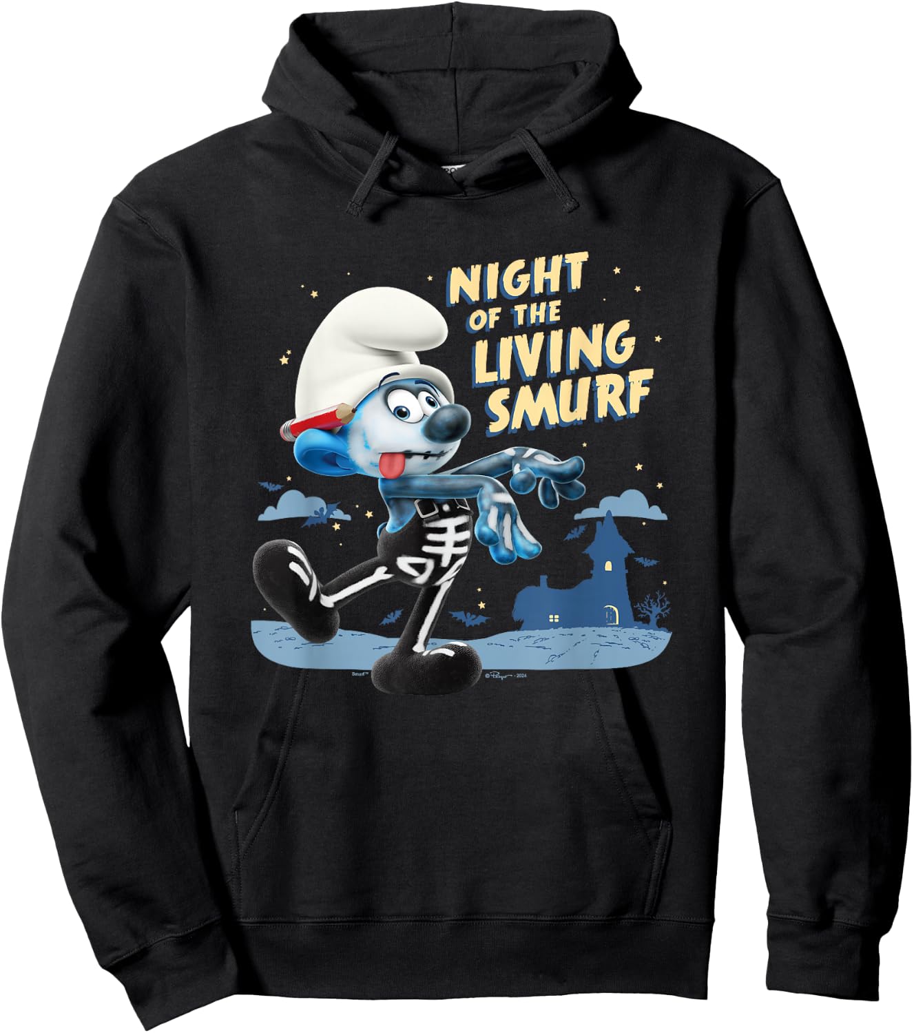 The Smurfs Halloween Night Of The Living Smurf Zombie Logo Hoodie - Hoodie | Black
