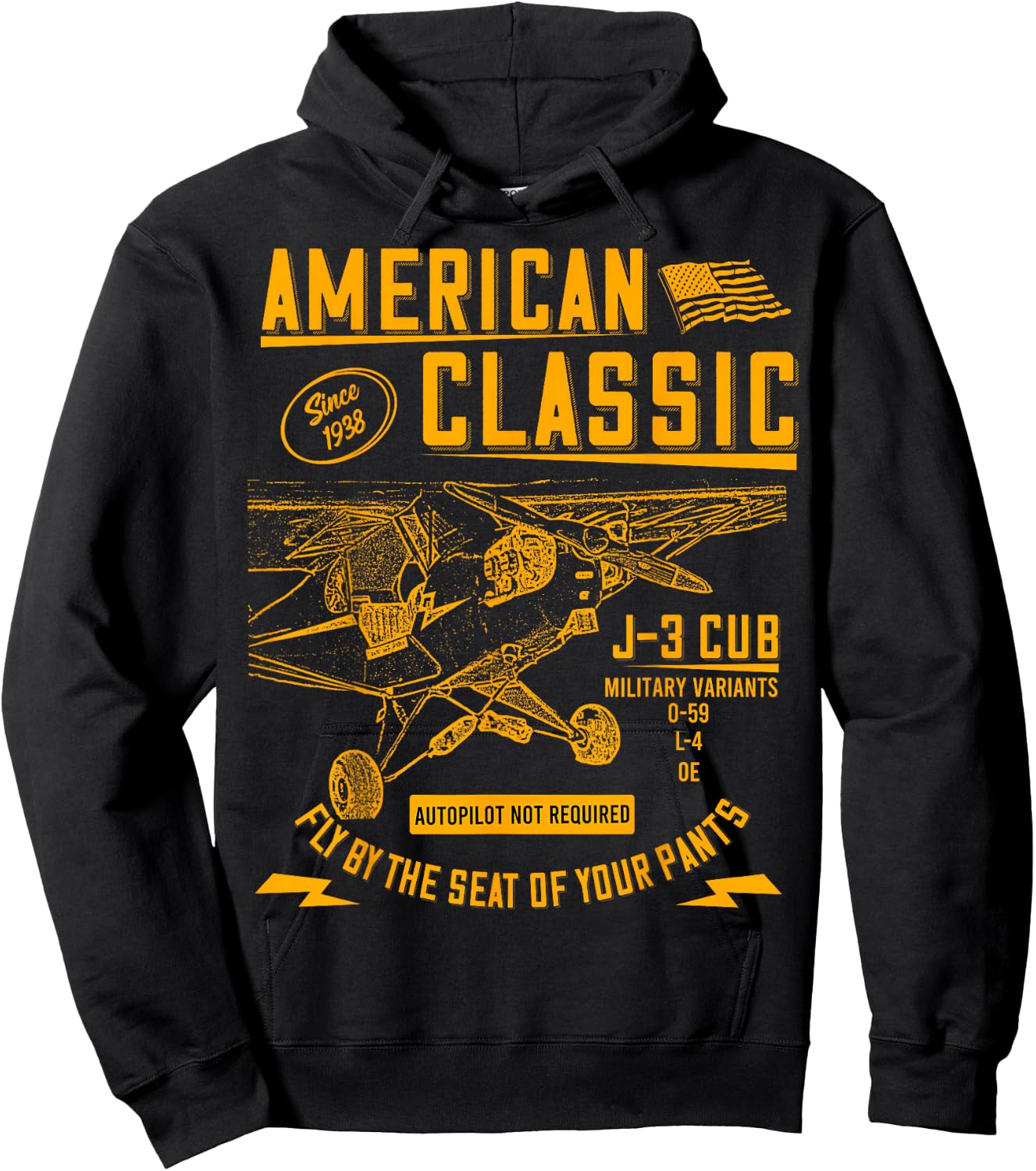 Piper Cub Airplane An American Classic Hoodie - Hoodie | Black
