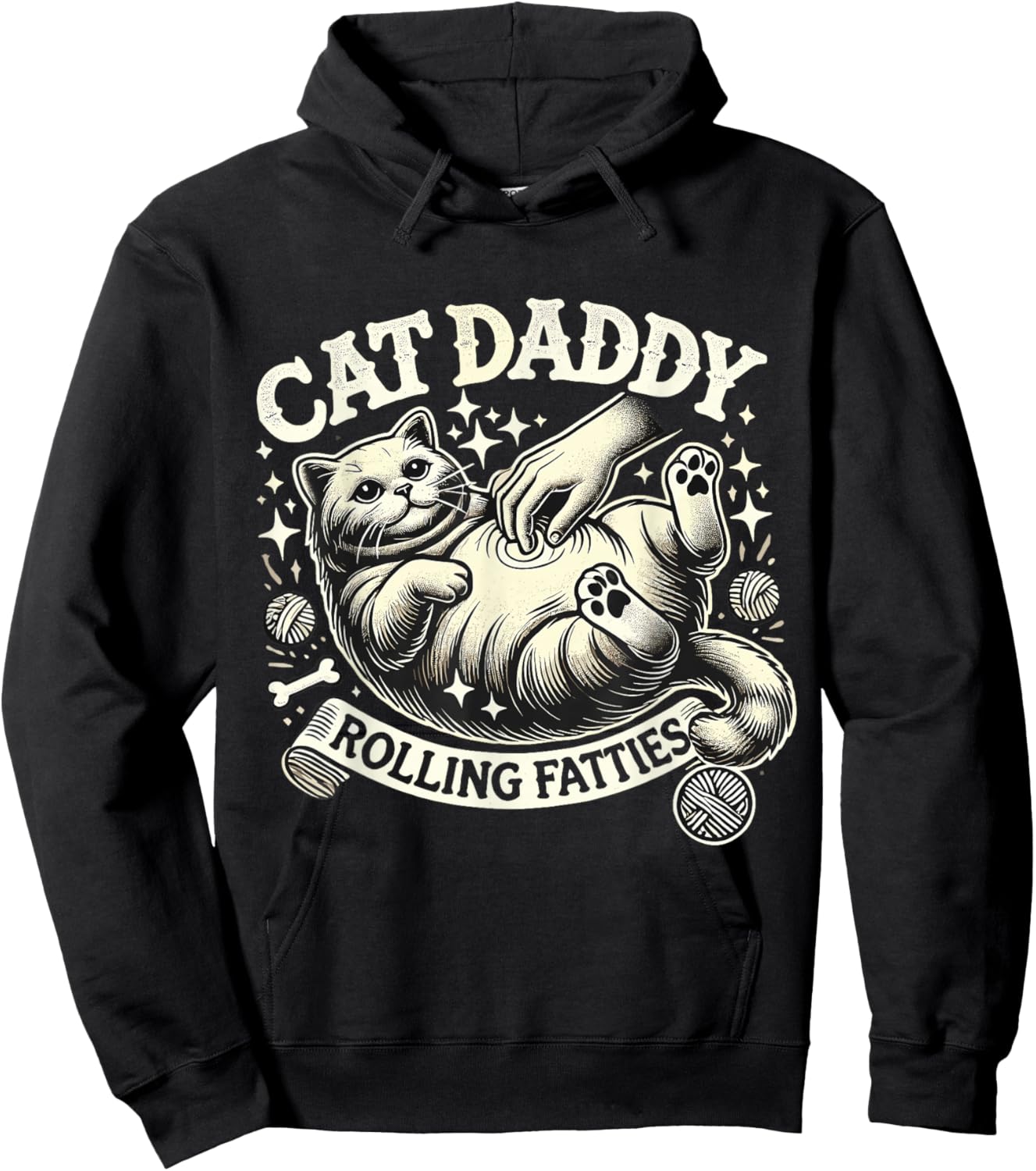 Rolling Fatties Cat Funny Cute Cat Lover Kitten Owner Kitty Hoodie - Hoodie | Black