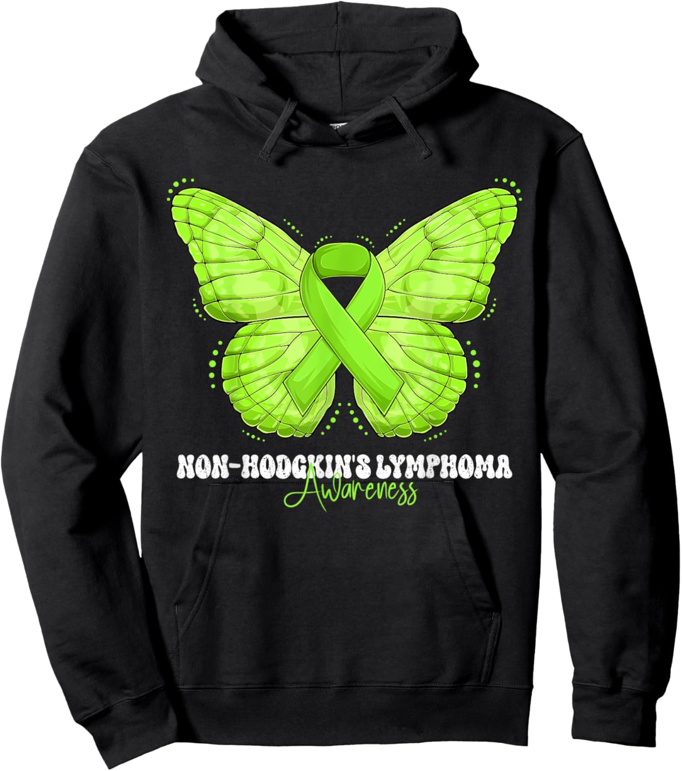 Non-Hodgkin's Lymphoma Awareness Month Lime Green Ribbon Hoodie - Hoodie | Black
