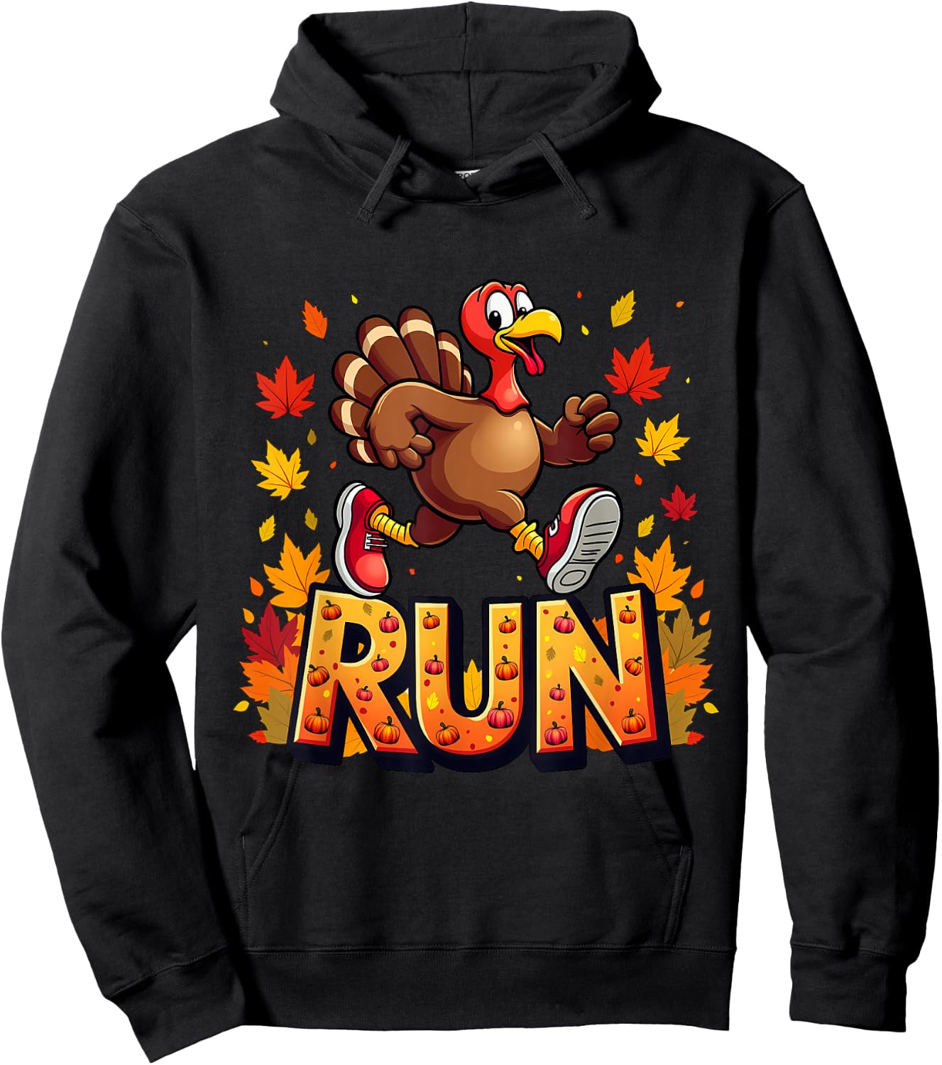 Running Turkey Trot Thanksgiving 2024 For Boys Girls Kids Hoodie - Hoodie | Black
