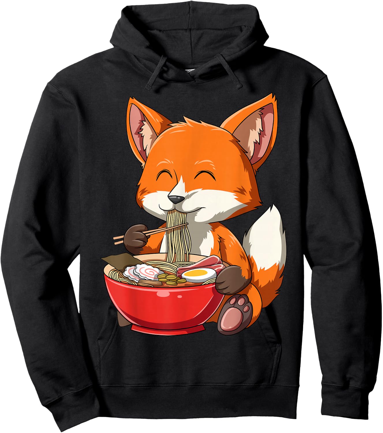 Fox Eating Ramen Ramen Noodle Lovers Fox Themed Gift Hoodie - Hoodie | Black