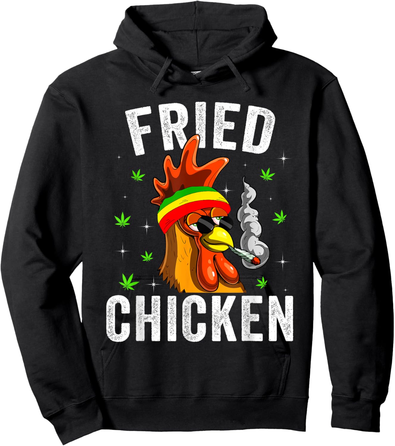 Fried Smoking Chicken 420 Marijuana Graphic Weed Men Women Hoodie - Hoodie | Black
