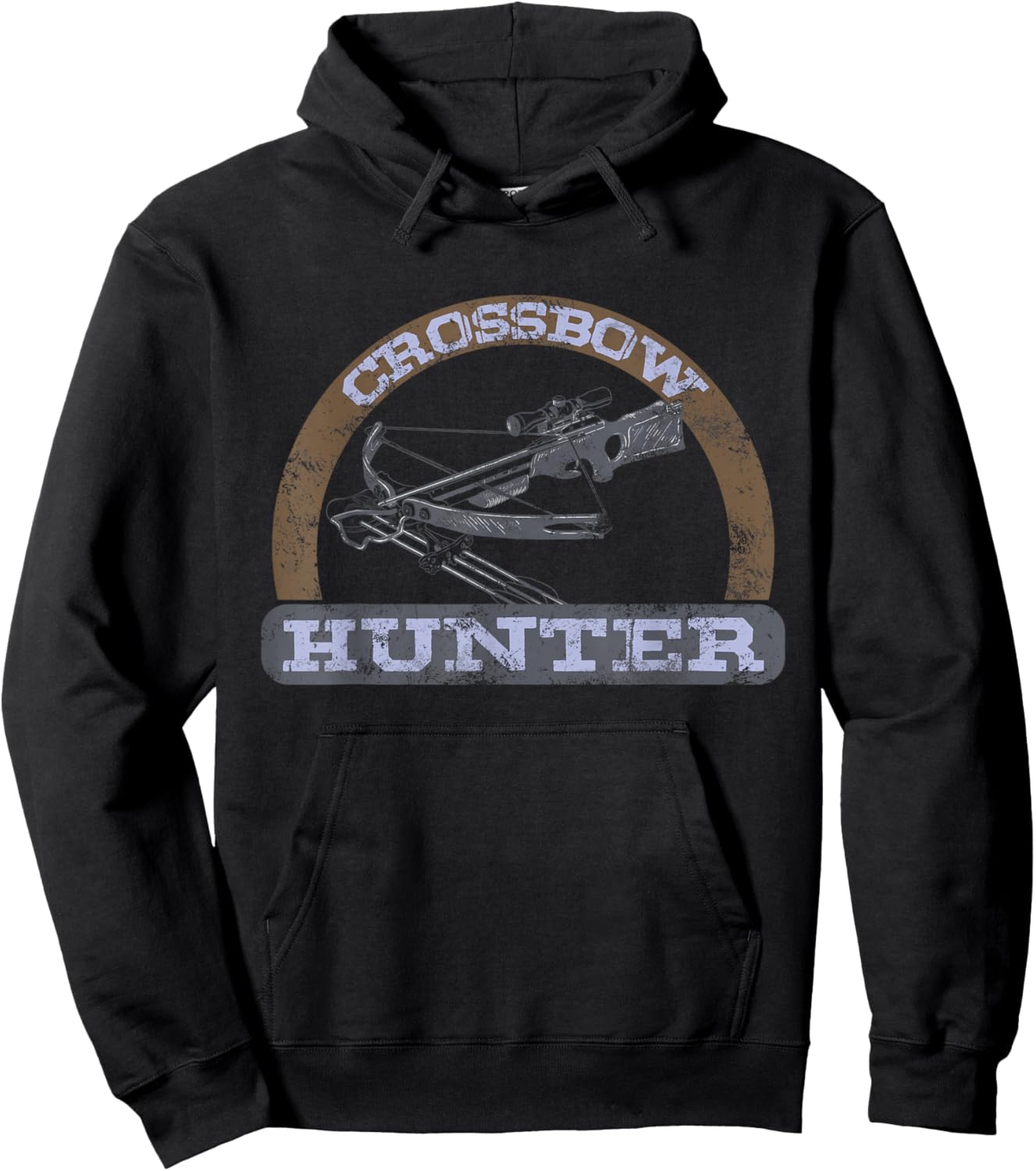 Crossbow Hunting Faded Distressed Retro Look Archery Hoodie - Hoodie | Black