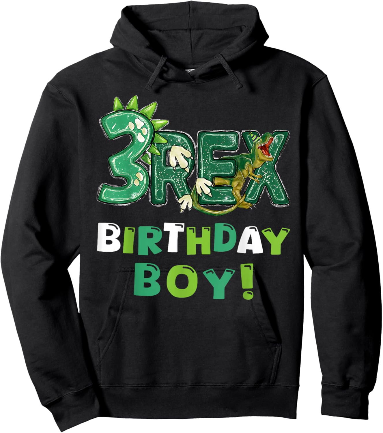 Three Rex 3rd Birthday Third Dinosaur 3 Year Old Hoodie - Hoodie | Black