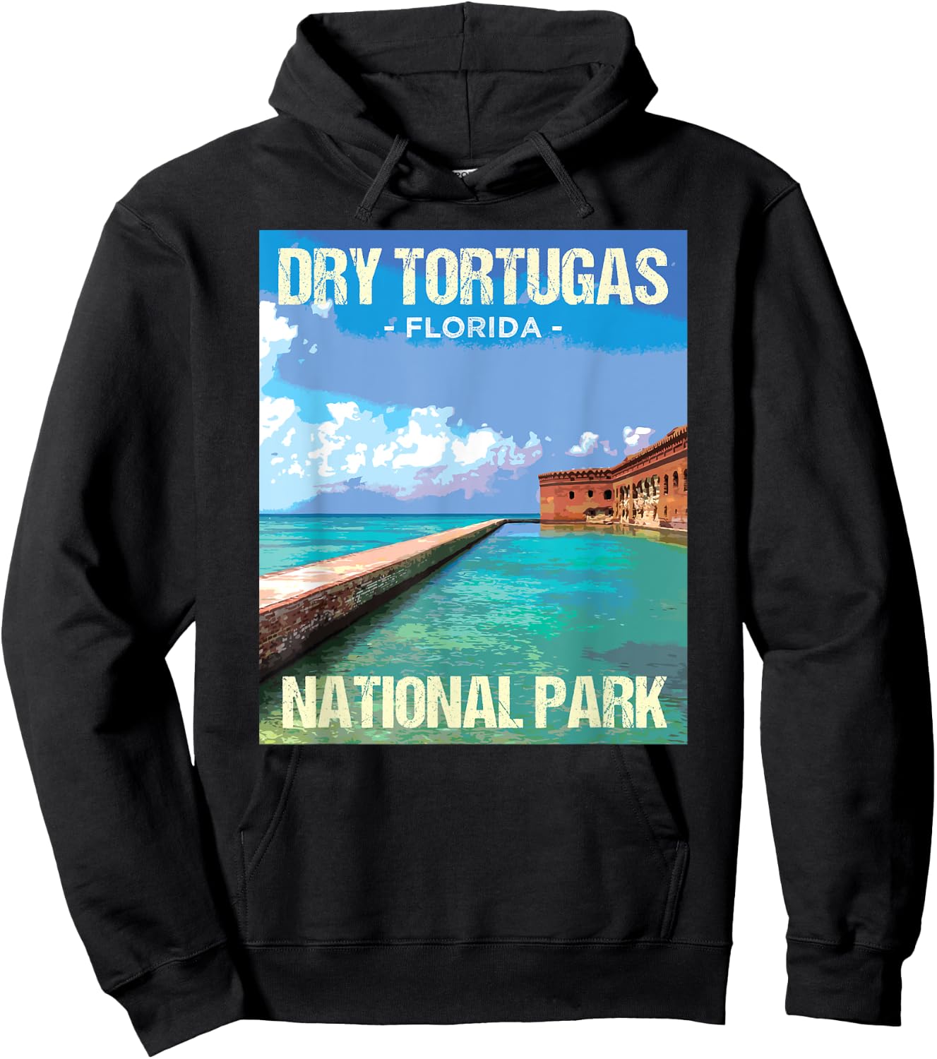 Dry Tortugas National Park Florida Poster Design Hoodie - Hoodie | Black