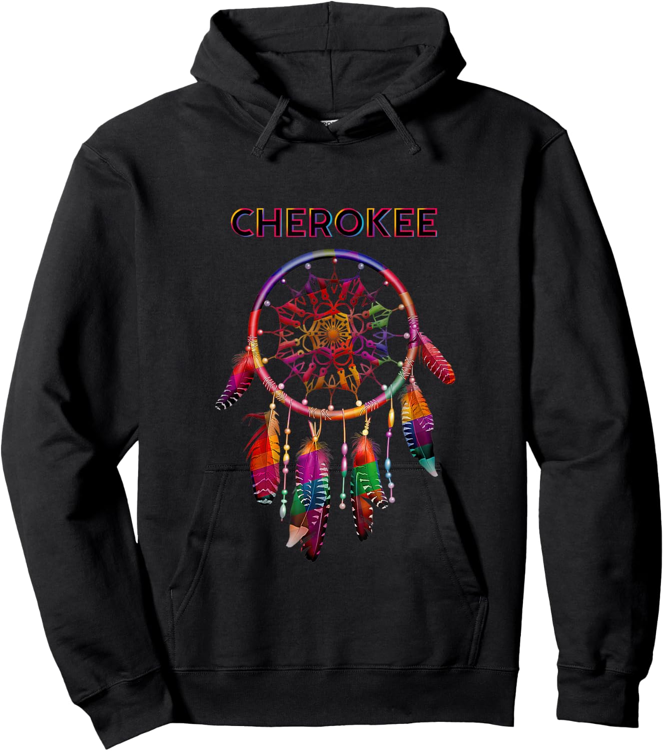 Cherokee Native American Indian Colorful Dreamcatcher Tribal Hoodie - Hoodie | Black