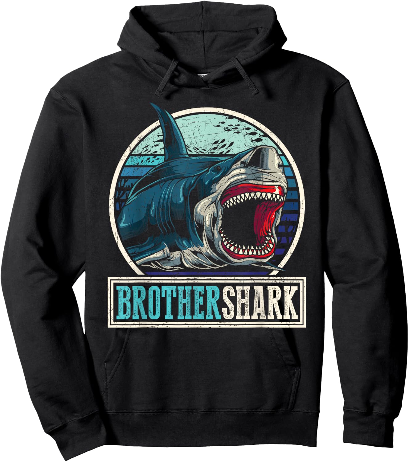 Retro Brother Aquarist Gift Animal Sea Monster Brother Shark Hoodie - Hoodie | Black