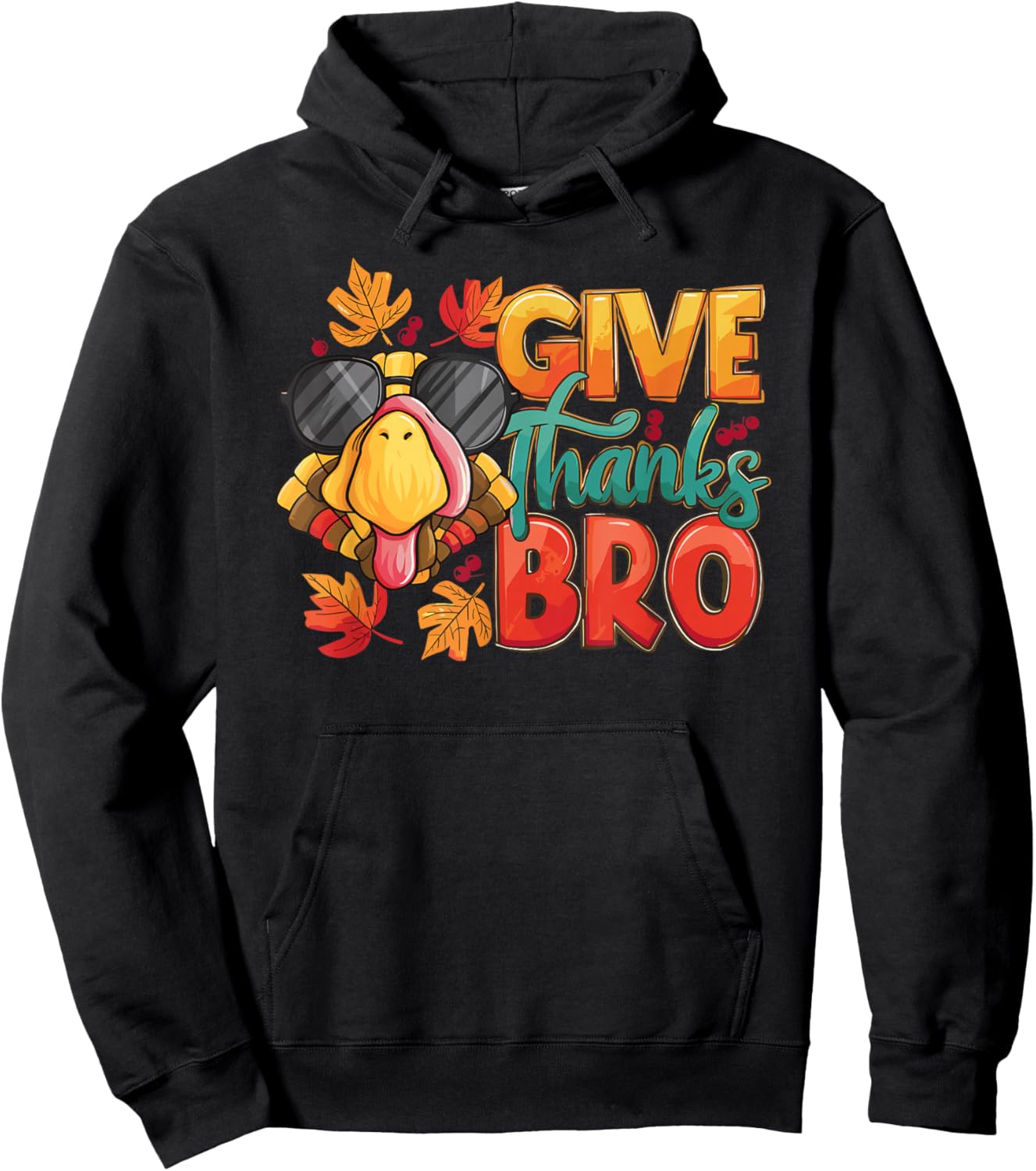 Give Thanks Bro Thanksgiving Toddler Kids Girls Boys Turkey Hoodie - Hoodie | Black