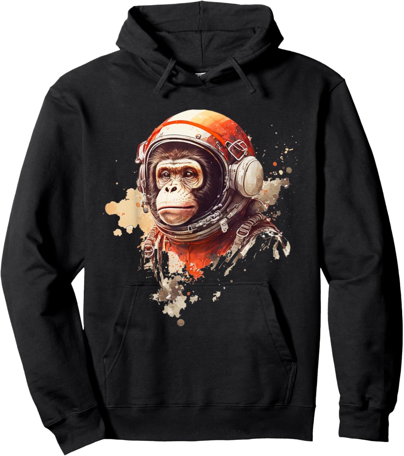 Space Vintage Travel Astronaut Monkey Astronaut Hoodie - Hoodie | Black