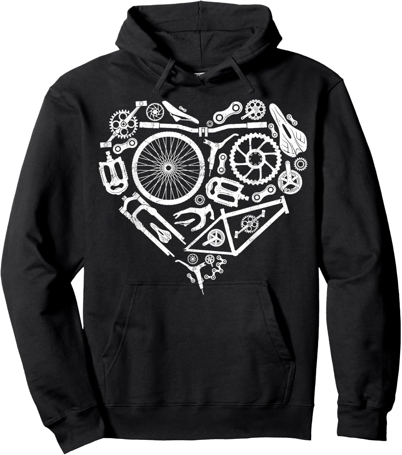 Enduro MTB Mountain Bike Riding Downhill Heart Bike Parts Hoodie - Hoodie | Black