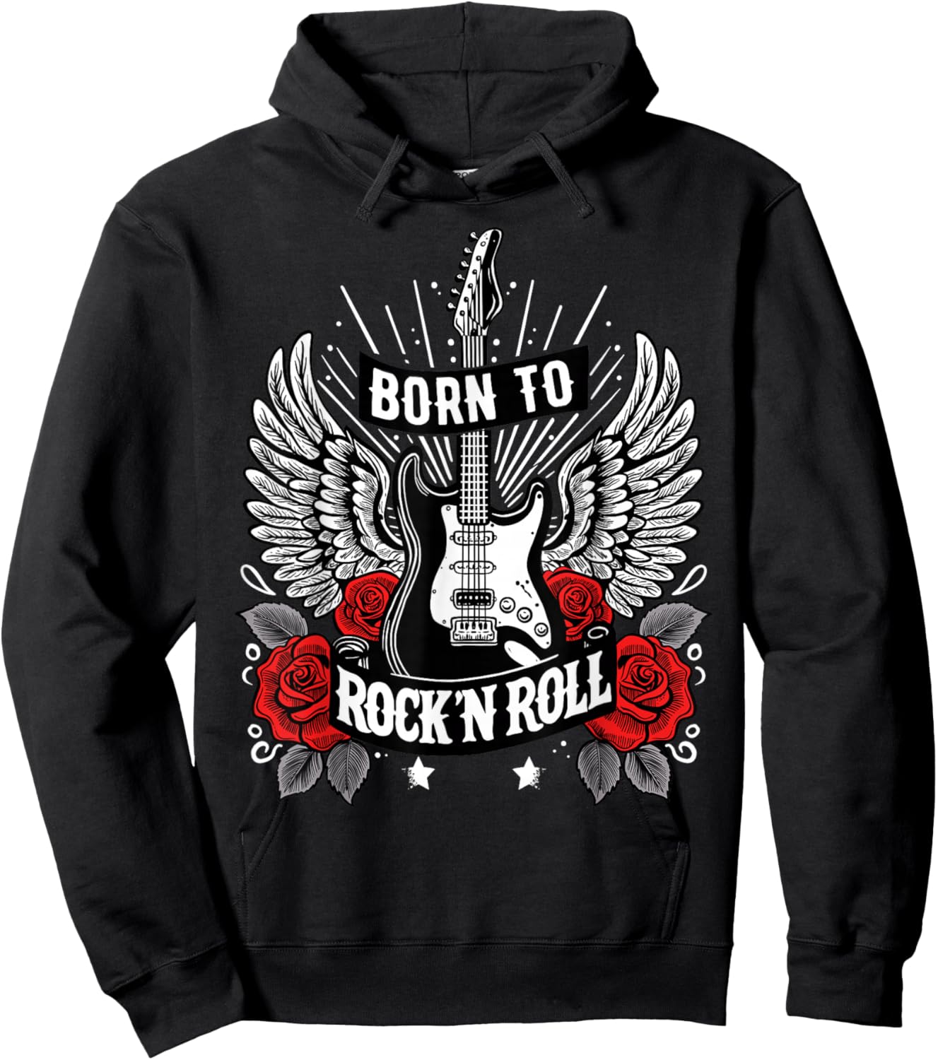 Born To Rock Lets Rock Vintage-Retro-Rock&Roll-Rockkonzert Hoodie - Hoodie | Black