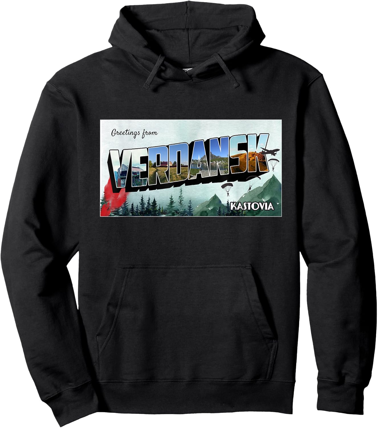 Warzone Gaming in Verdansk for crews & gamers - Men's Black Modern - Small - Short Sleeve - Crew Collar - Straight Hemline - Cotton 65%, Polyester 35% Hoodie - Hoodie | Black
