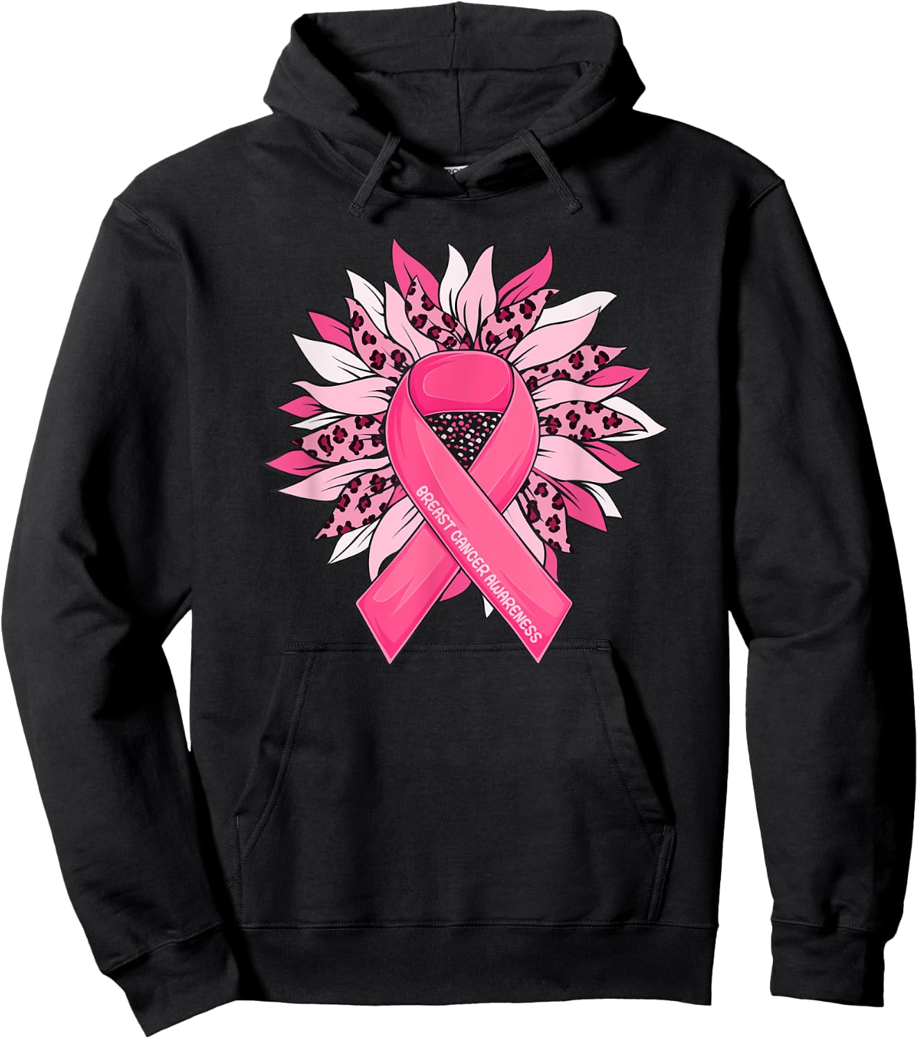 Breast Cancer Pink Ribbon Sunflower Breast Cancer Awareness Hoodie - Hoodie | Black