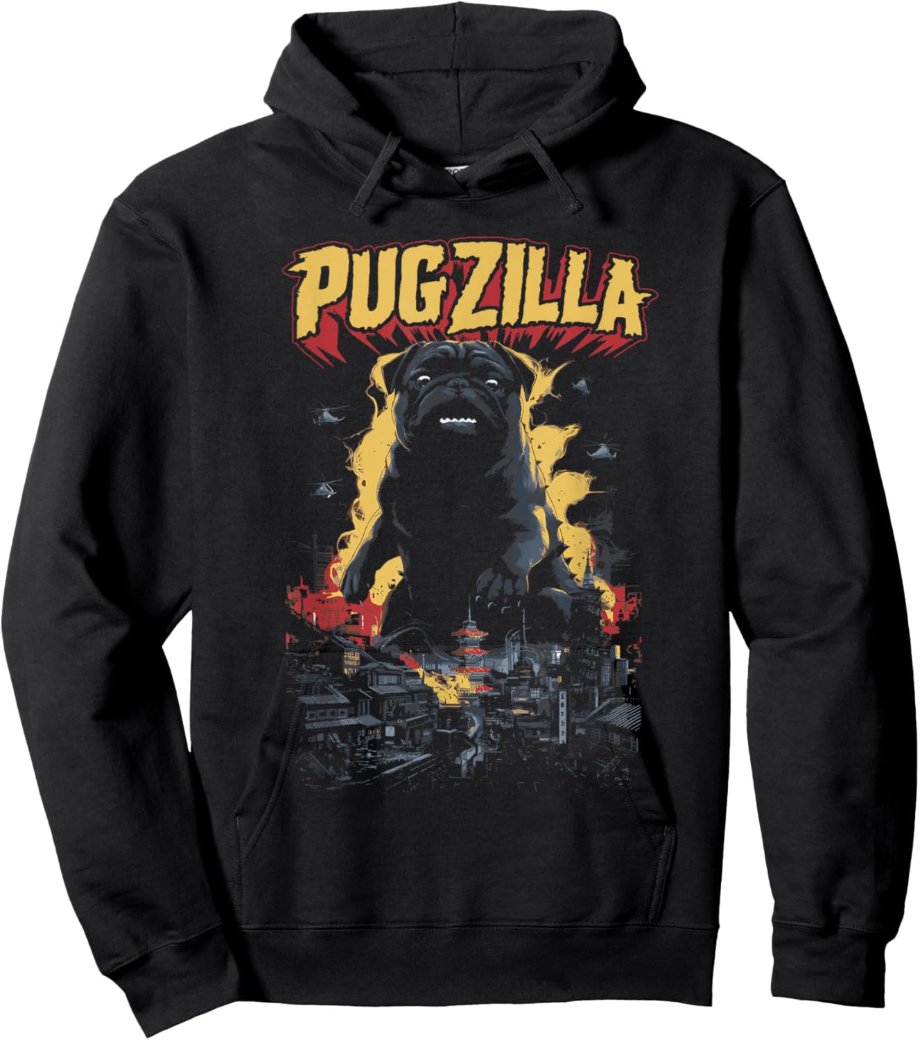 Pugzilla Funny Pug Lover Pug Owner Hoodie - Hoodie | Black