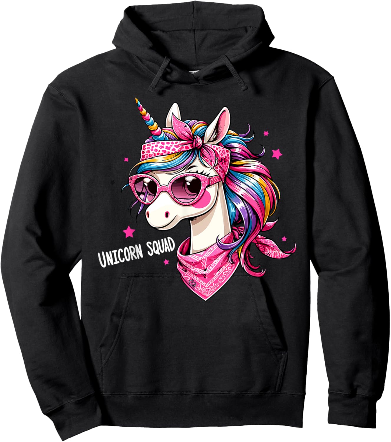Unicorn Squad - Graceful Unicorn with leopard Bandana Hoodie - Hoodie | Black