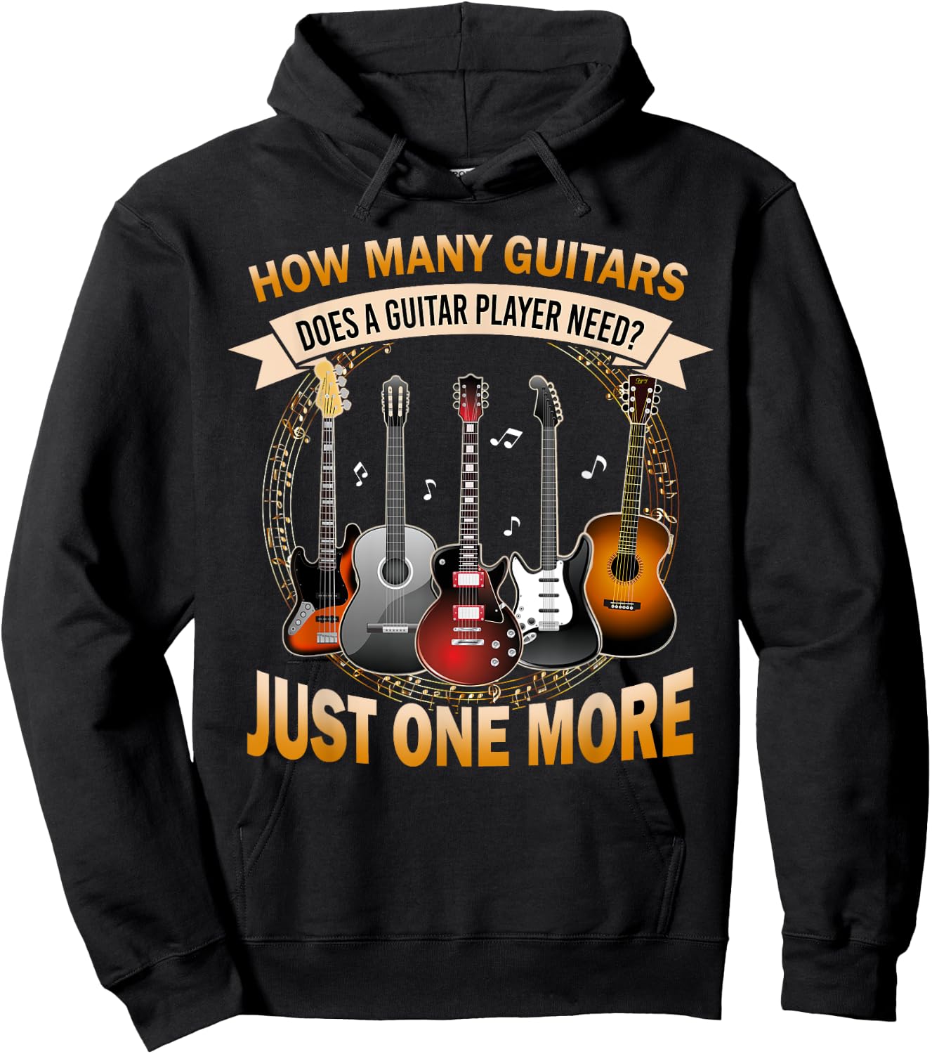 How Many Guitars Just One More Funny Guitarist Hoodie - Hoodie | Black