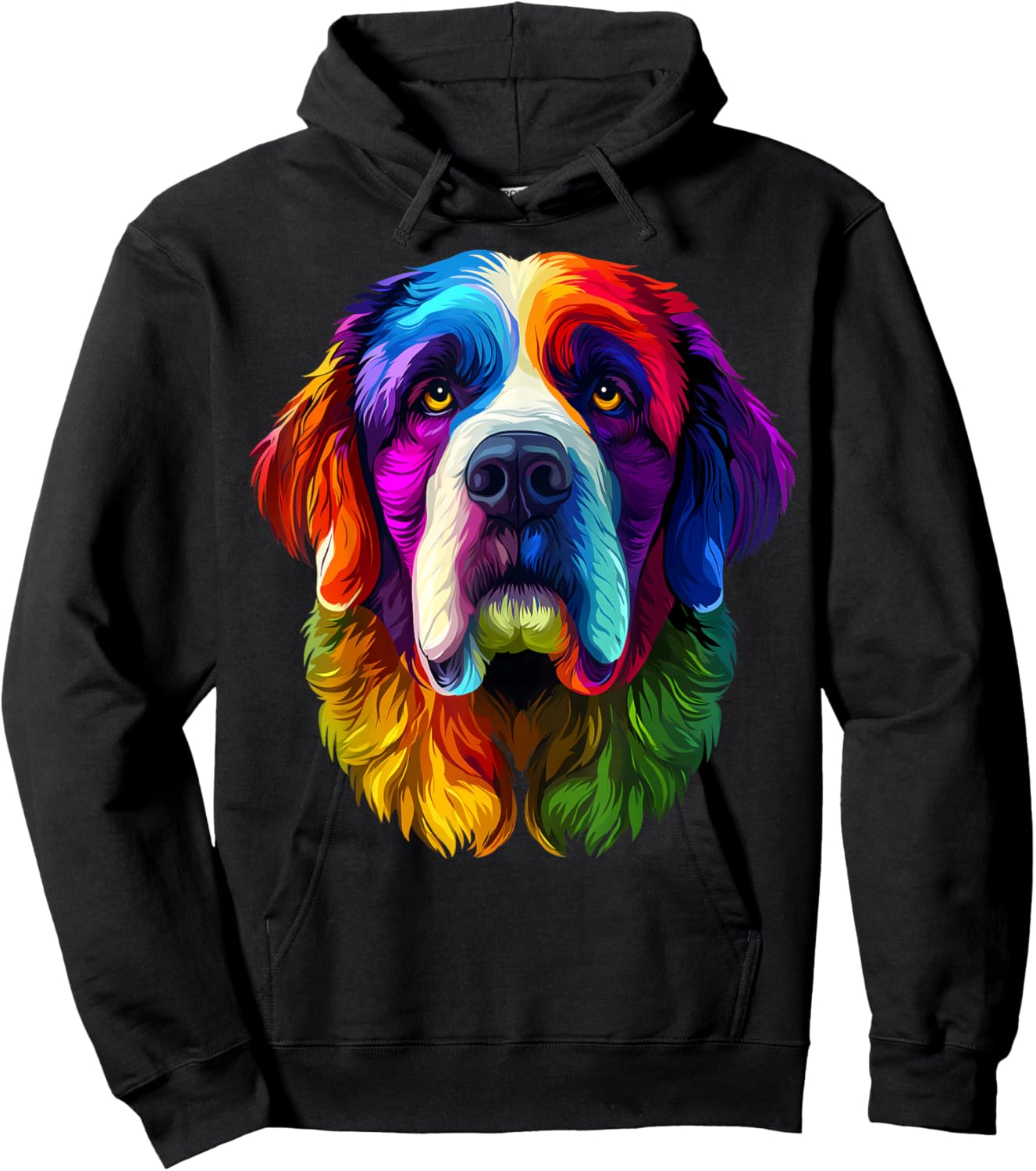 Colorful Saint Bernard Face Cute Dog Lover Men Women Black Hoodie - Hoodie | Black