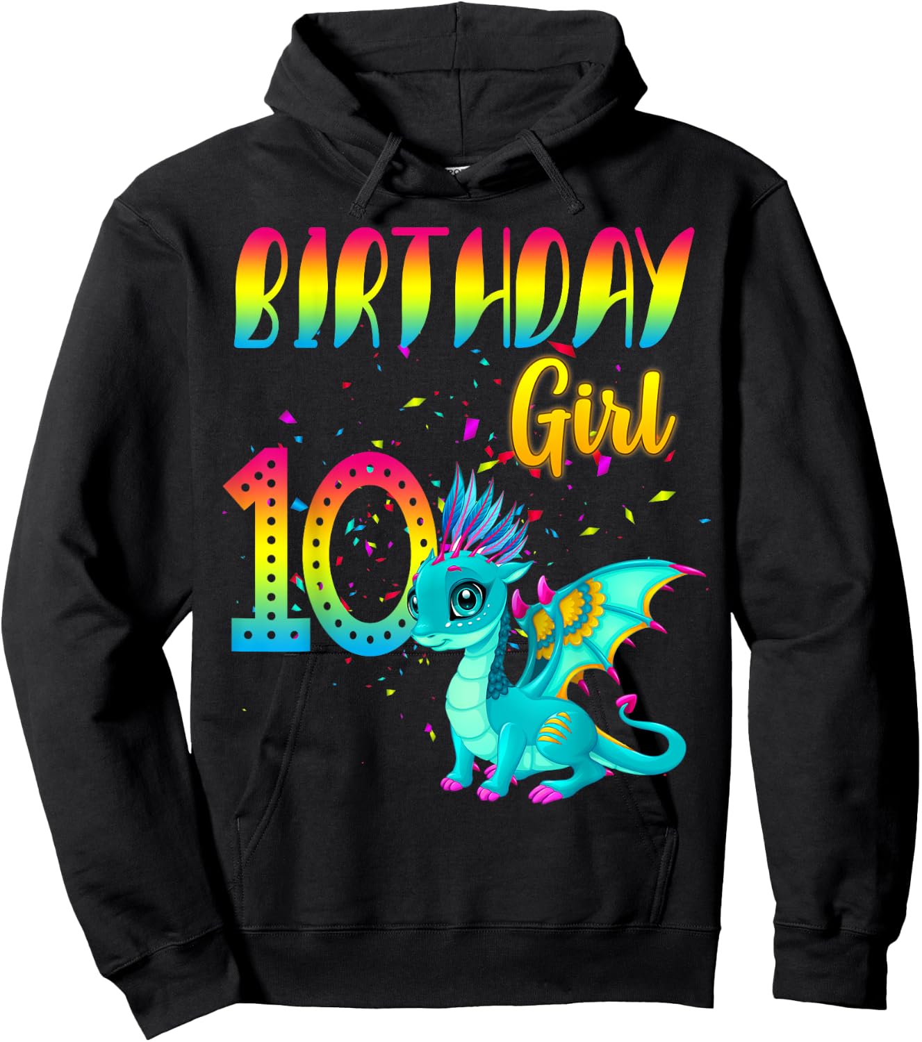 Birthday Girl Dragon 10 Theme Party Outfit Hoodie - Hoodie | Black