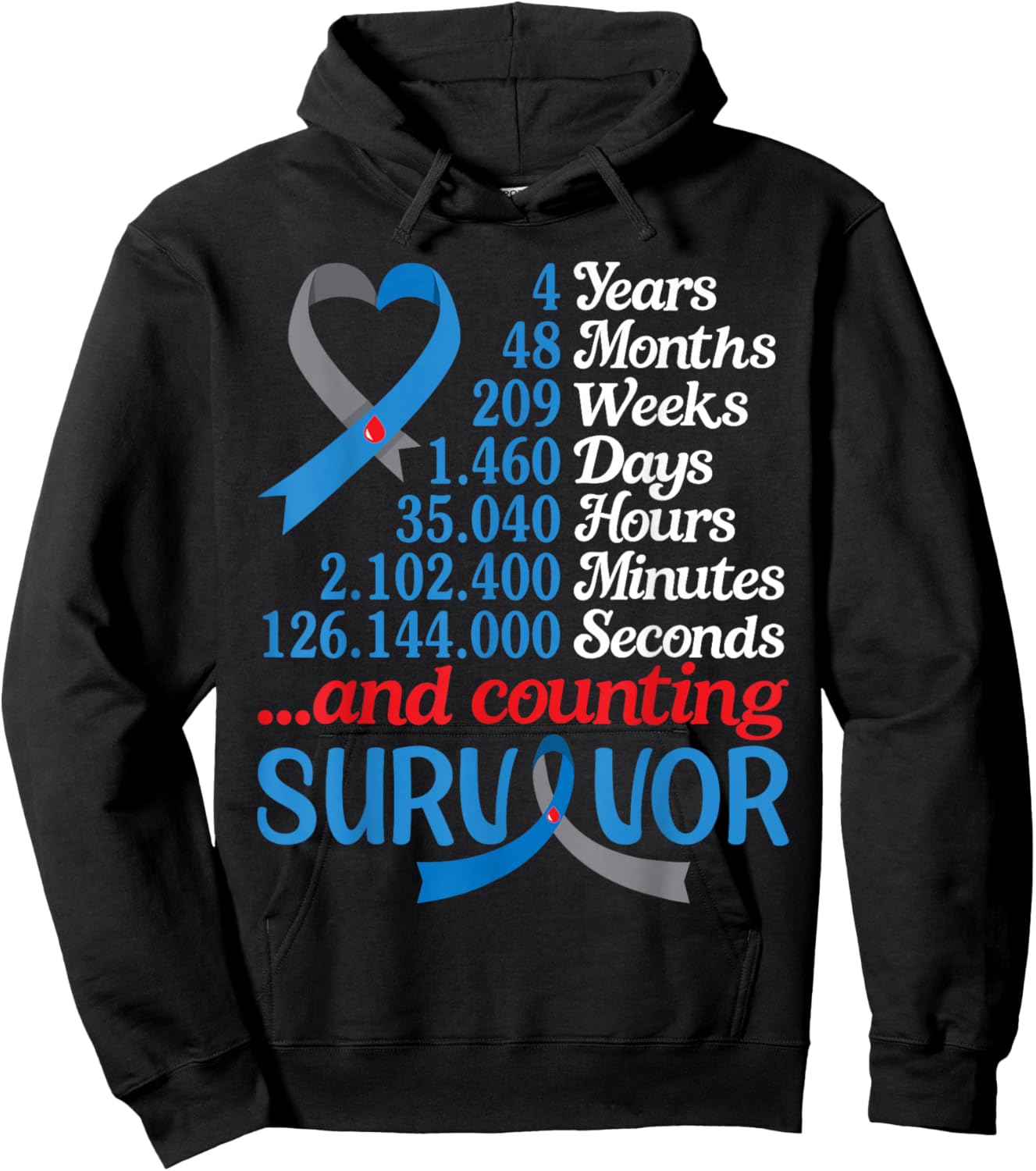 4 Years 48 Months 209 Weeks Diabetes and Counting Survivor Hoodie - Hoodie | Black