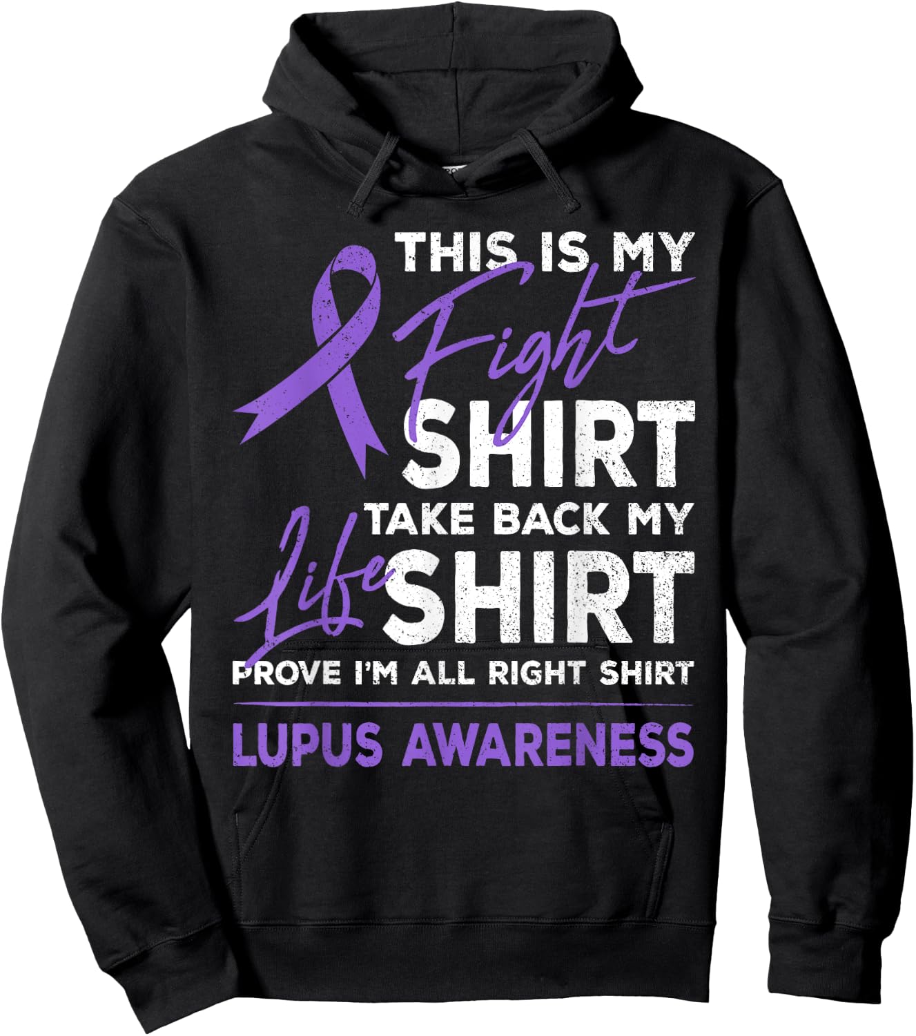 This Is My Fight Shirt Lupus Awareness Support Purple Ribbon Hoodie - Hoodie | Black