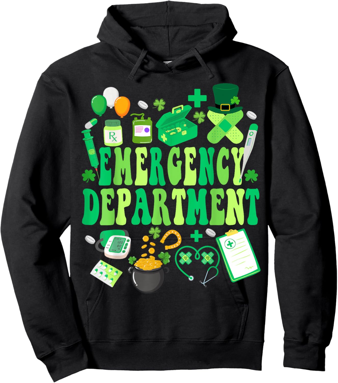 Emergency Department St Patricks Day Emergency Room Nurse Hoodie - Hoodie | Black