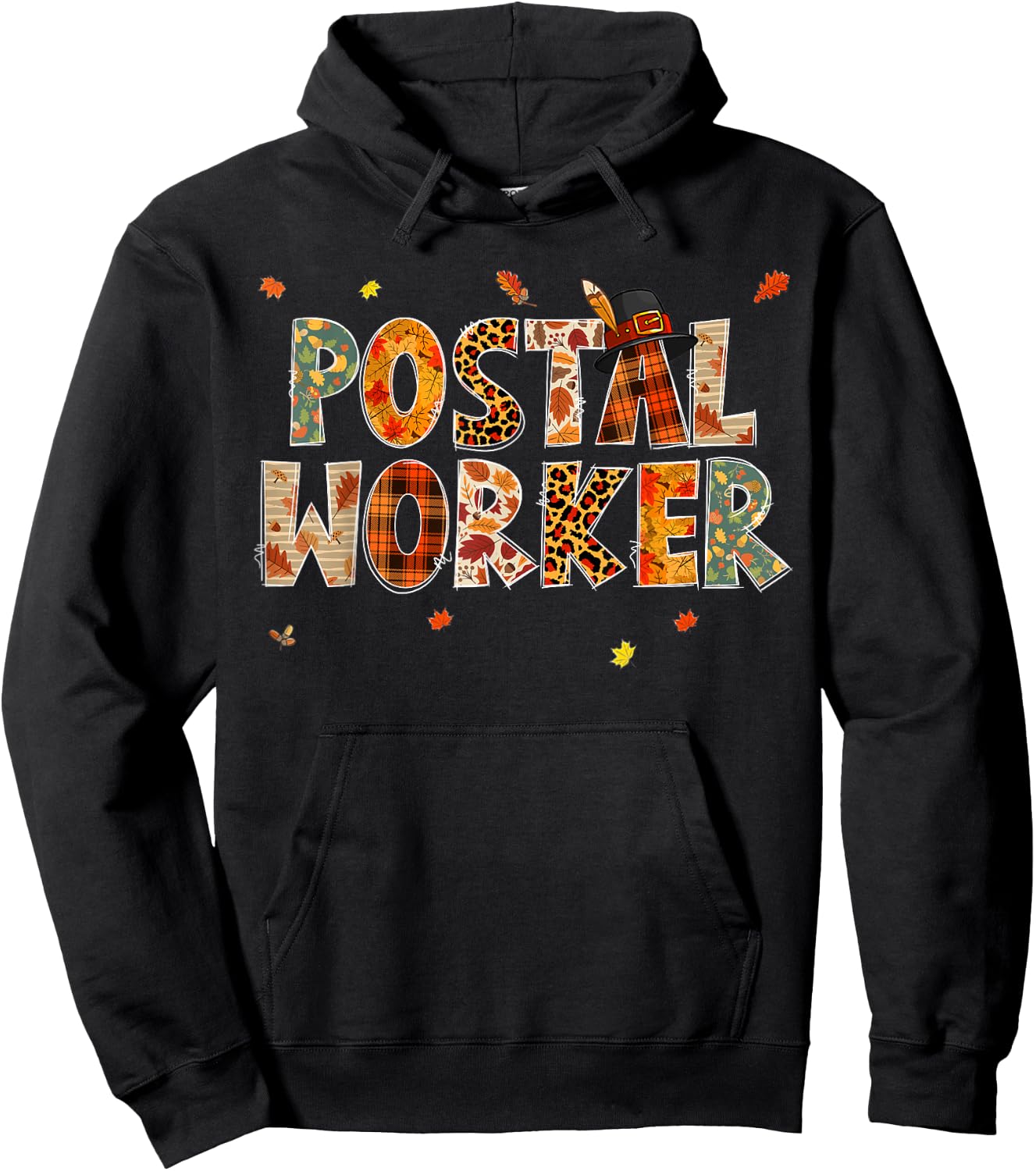 Funny Postal Worker Pumpkin Autumn Tree Fall Leaves Hoodie - Hoodie | Black