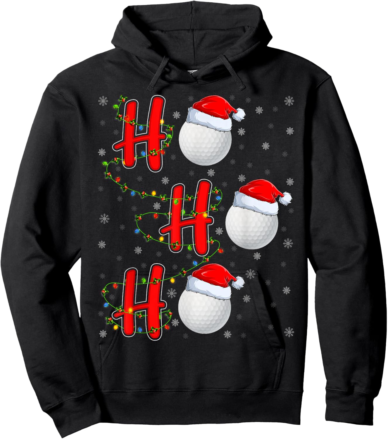 Golf Lighting Xmas Santa Ho Ho Ho Golf Christmas Hoodie - Hoodie | Black
