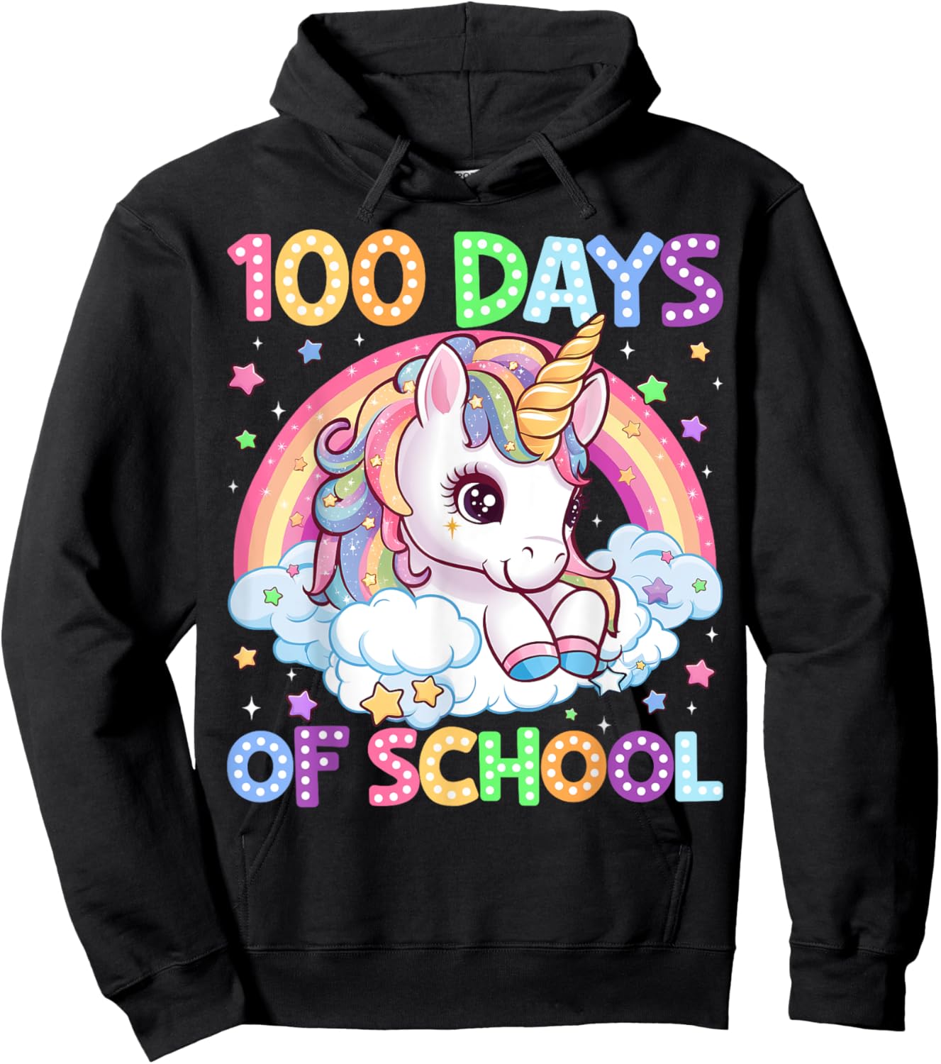 100 Days Of School Unicorn 100th Day Of School Teacher Kids Hoodie - Hoodie | Black