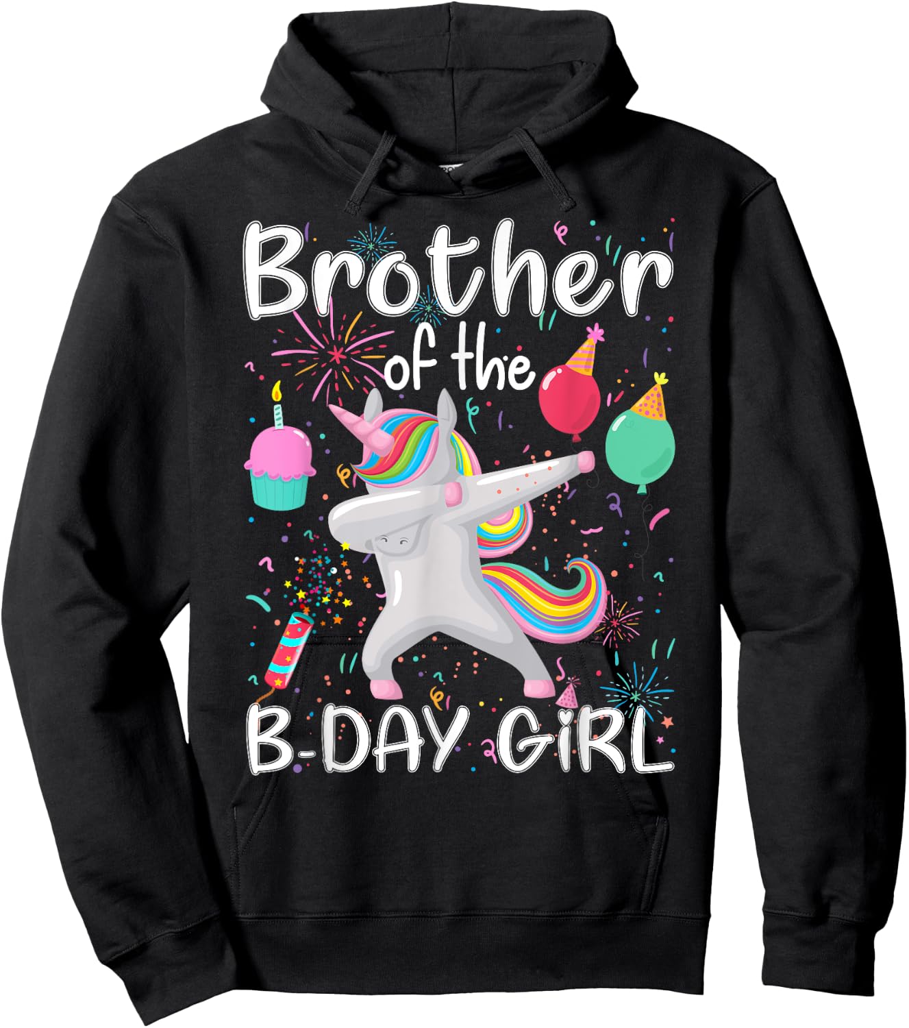 Brother of The Birthday Girl Unicorn Dabbing Party Hoodie - Hoodie | Black