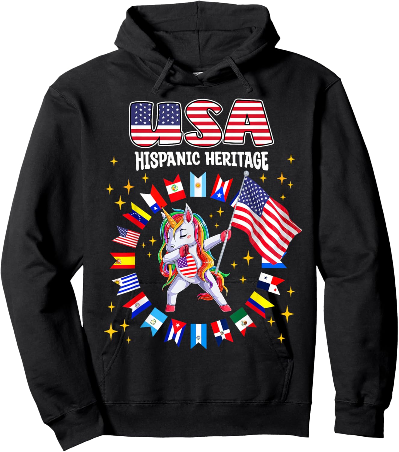 Hispanic Heritage Month USA flag kids boys girls toddler Hoodie - Hoodie | Black