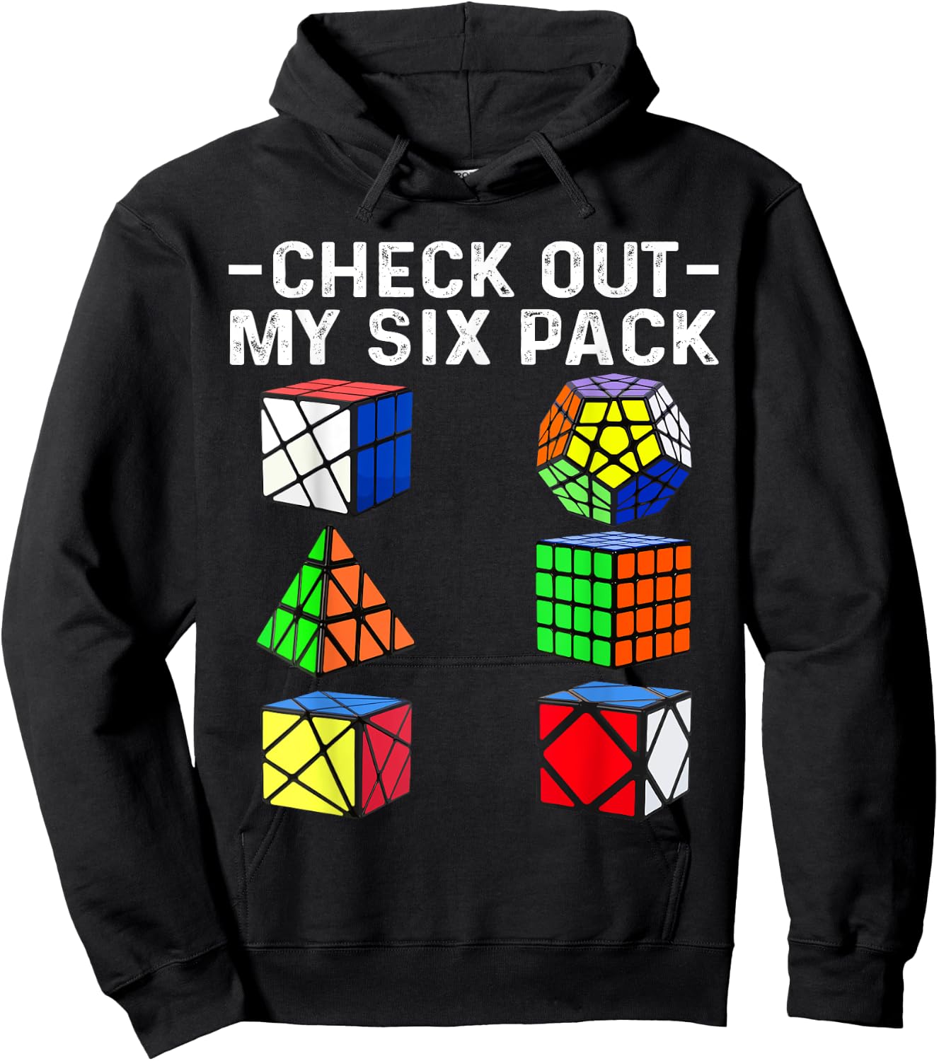 Check Out My Six Pack Puzzle Cube Funny Speed Cubing Hoodie - Hoodie | Black