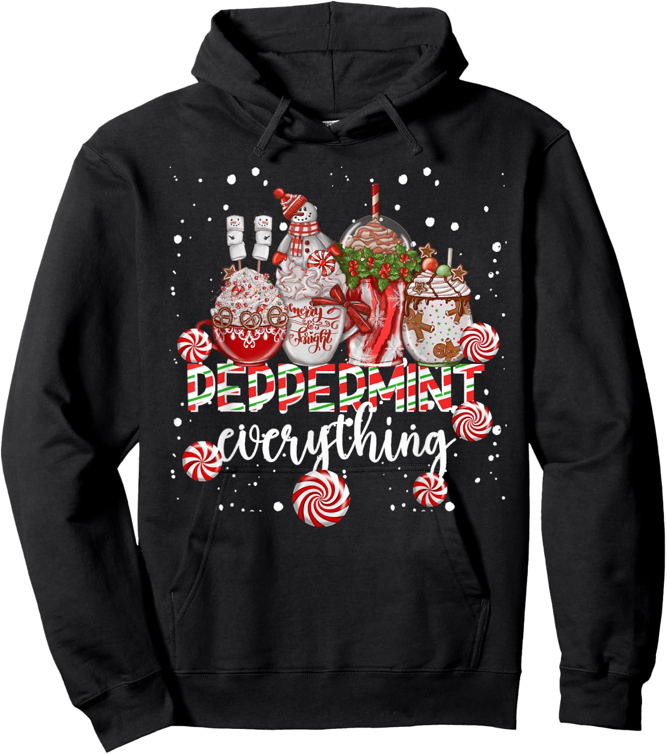 Christmas Peppermint Everything Coffee Chocolate Mocha Xmas Hoodie - Hoodie | Black