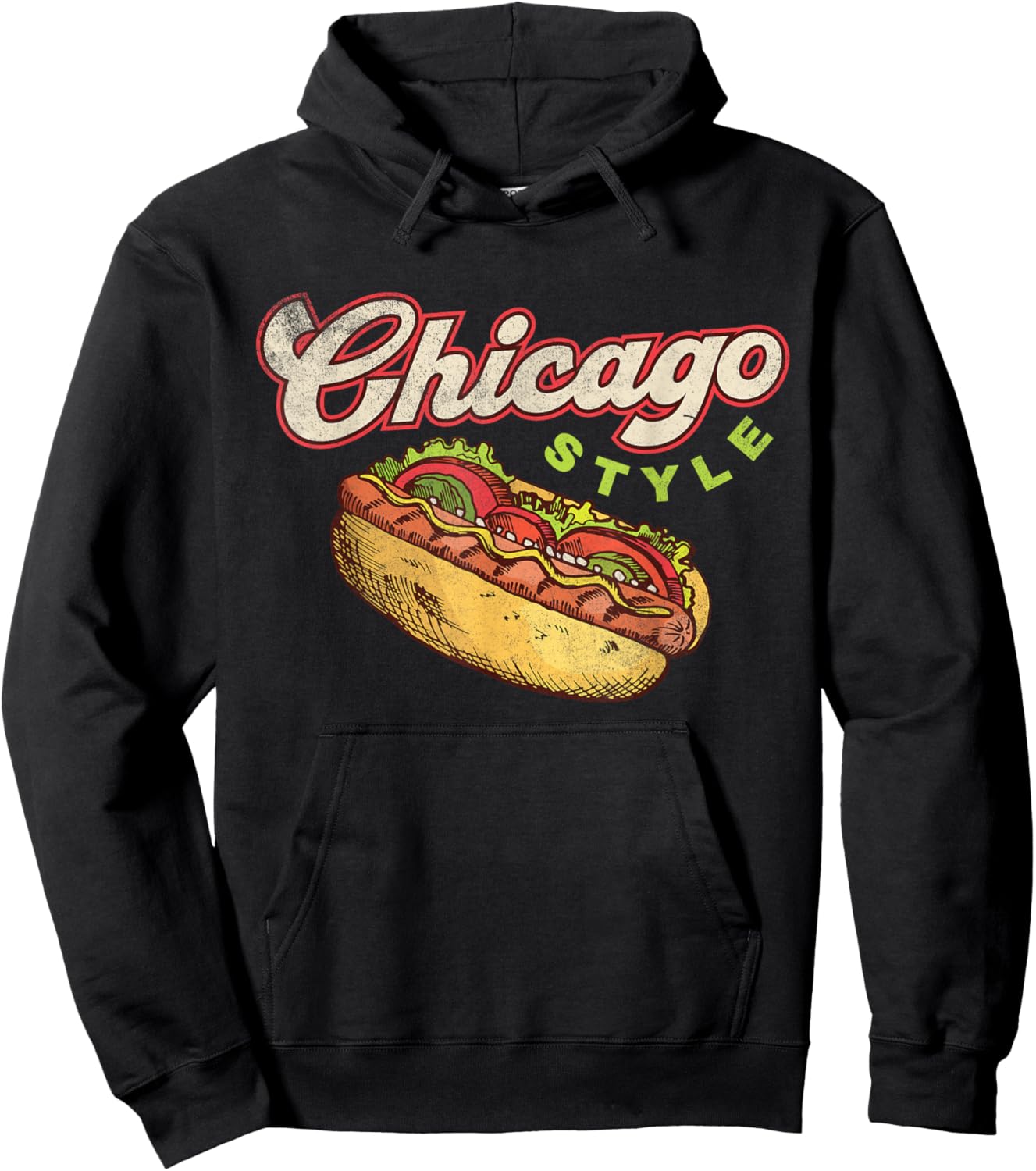 Chicago Hot Dog Hotdog Tourist Summer Souvenir Travel Hoodie - Hoodie | Black