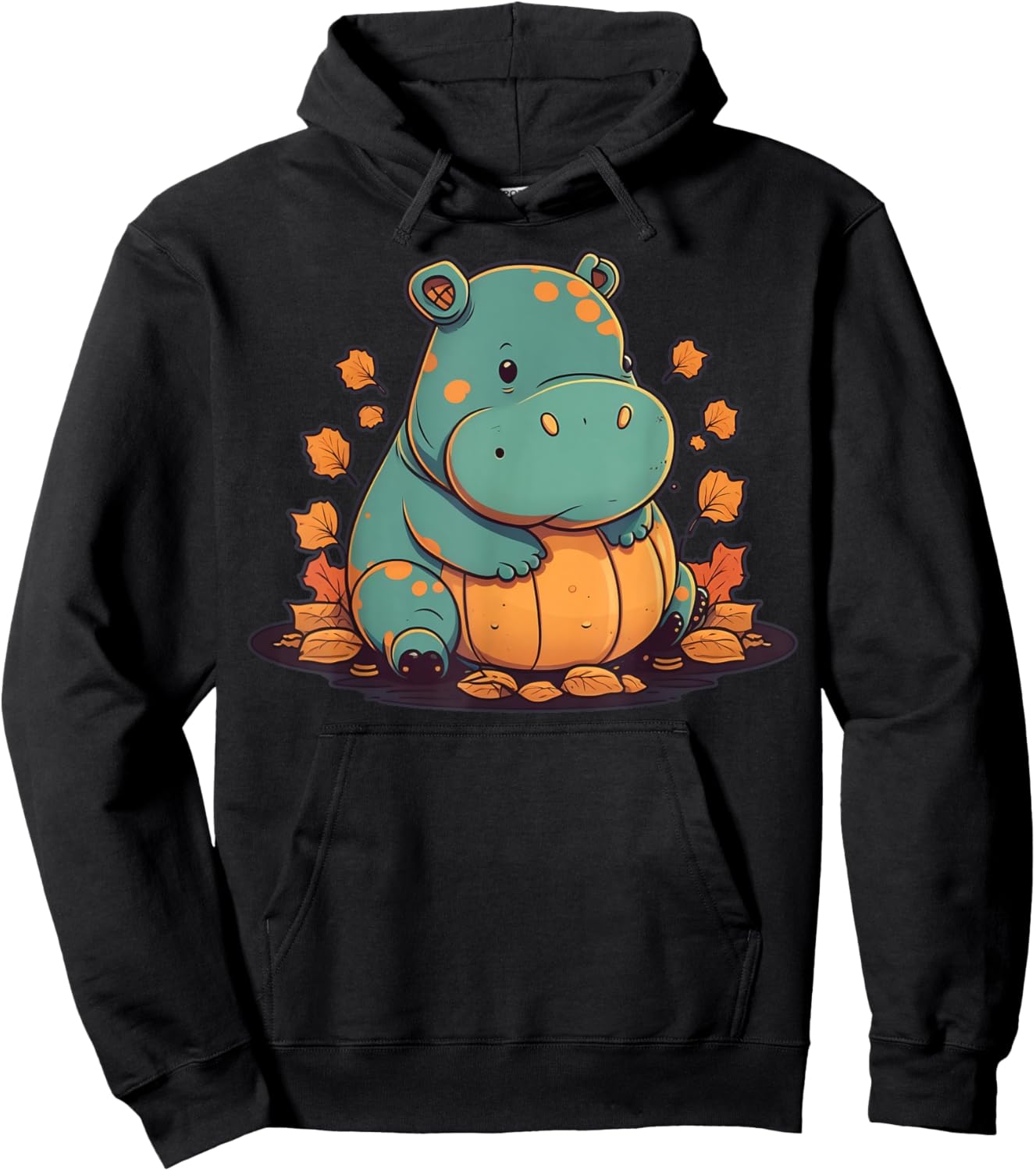 Pumpkin Hippopotamus costume on Hippo Halloween Hoodie - Hoodie | Black