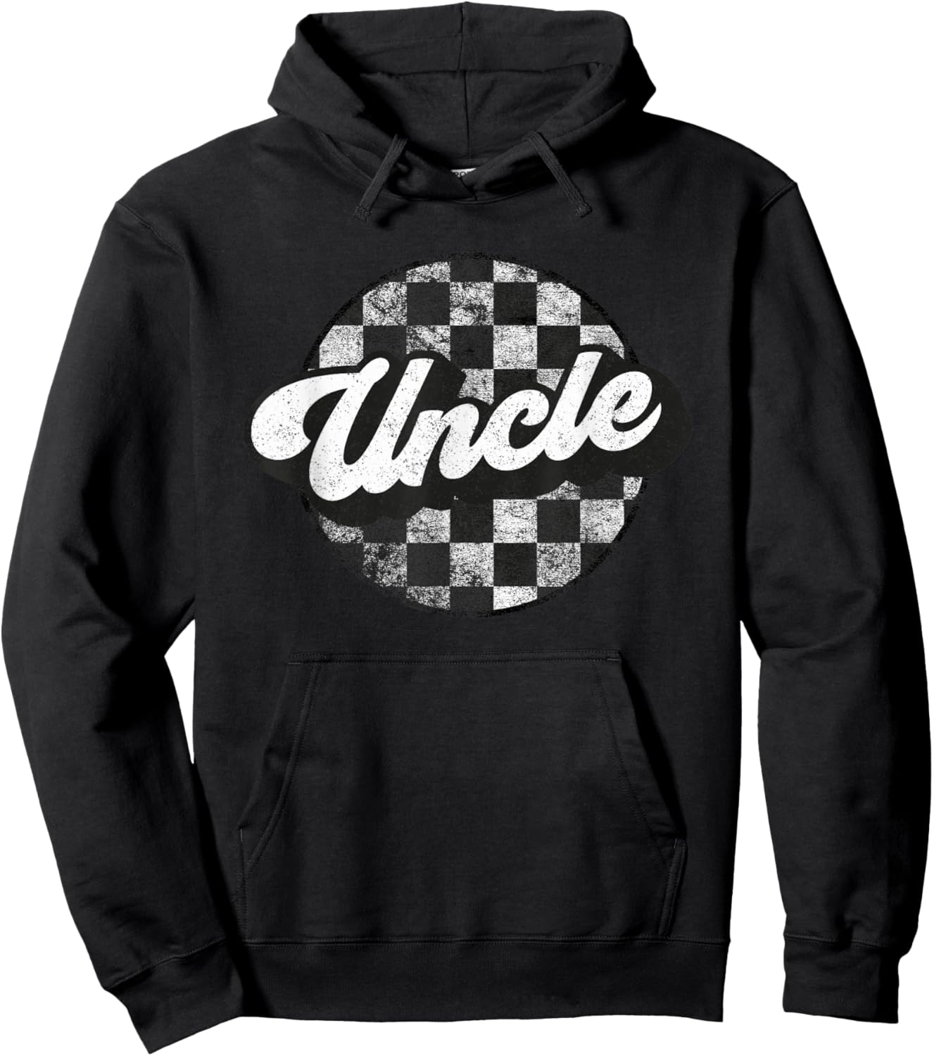 Funny Retro Checkered Uncle Race Vintage Matching Family Hoodie - Hoodie | Black