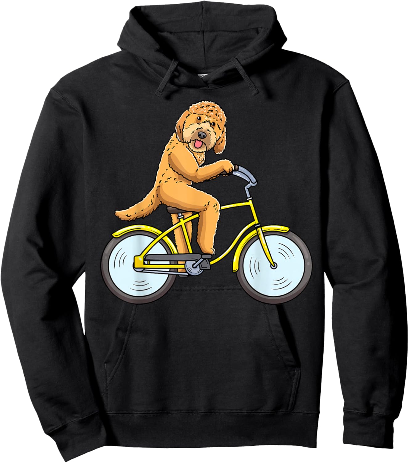 Goldendoodle Dog On Bike Cycling Men Women Girls Kids Hoodie - Hoodie | Black