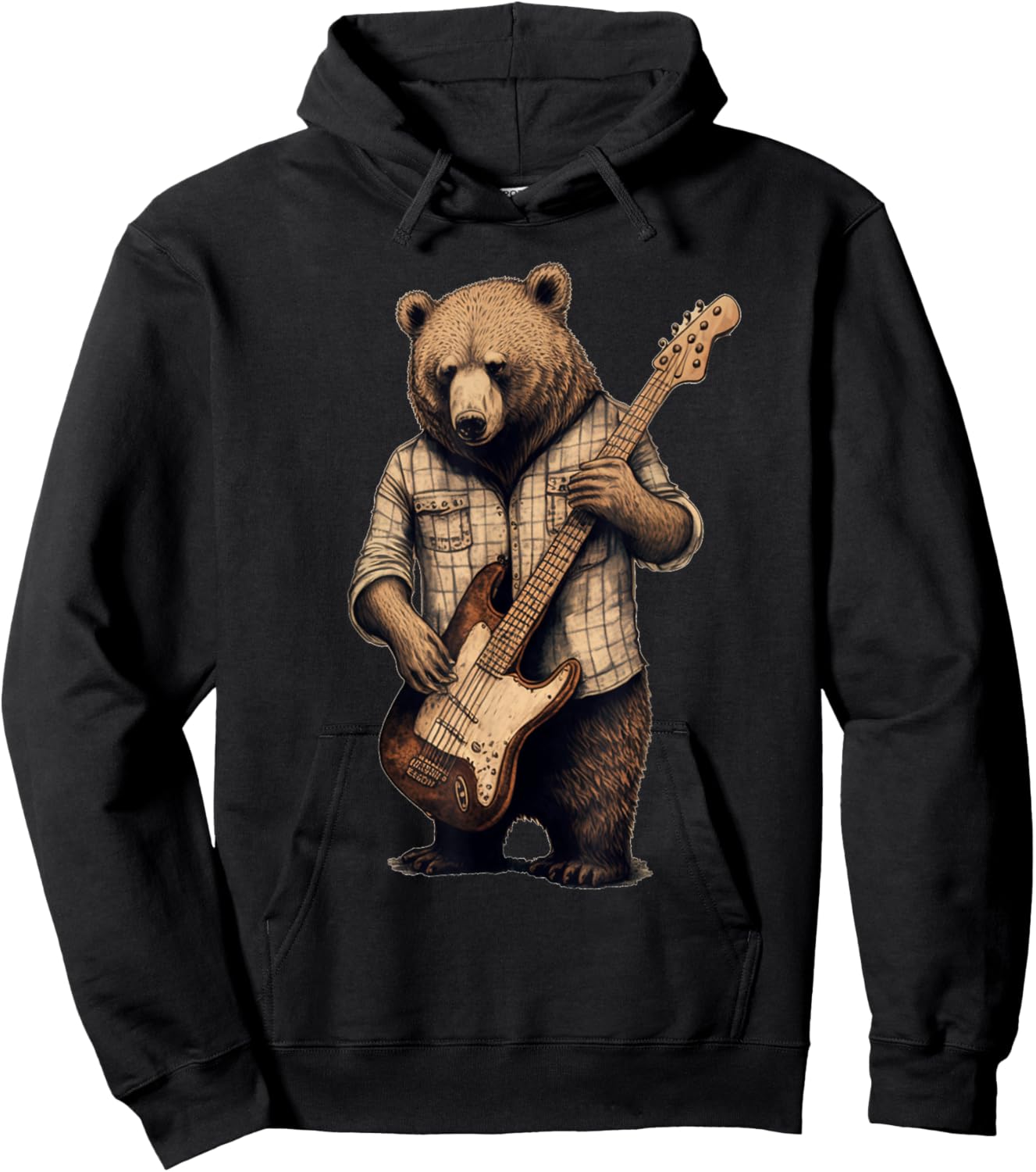 Bear Playing Bass Guitar Bear Guitarist Music Lovers Hoodie - Hoodie | Black