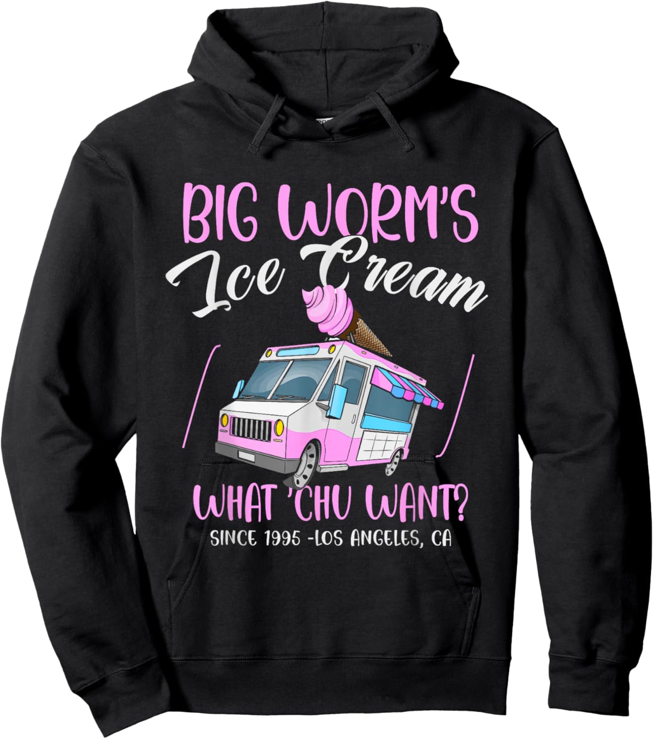 Big Worm's Ice Cream What Chu Want? Hello Summer Sea & Beach Hoodie - Hoodie | Black