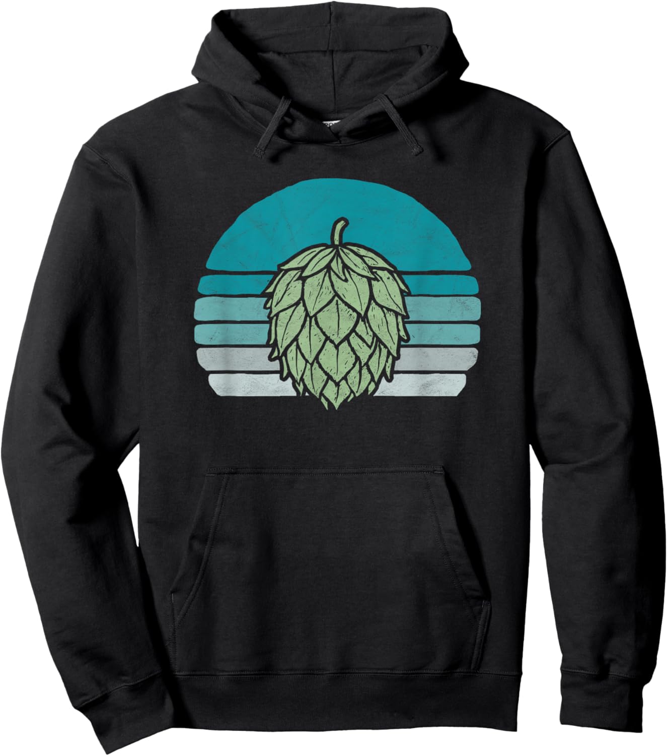 Hops Lover Vintage Beer Graphic Dark Sunset Hop Illustration Hoodie - Hoodie | Black